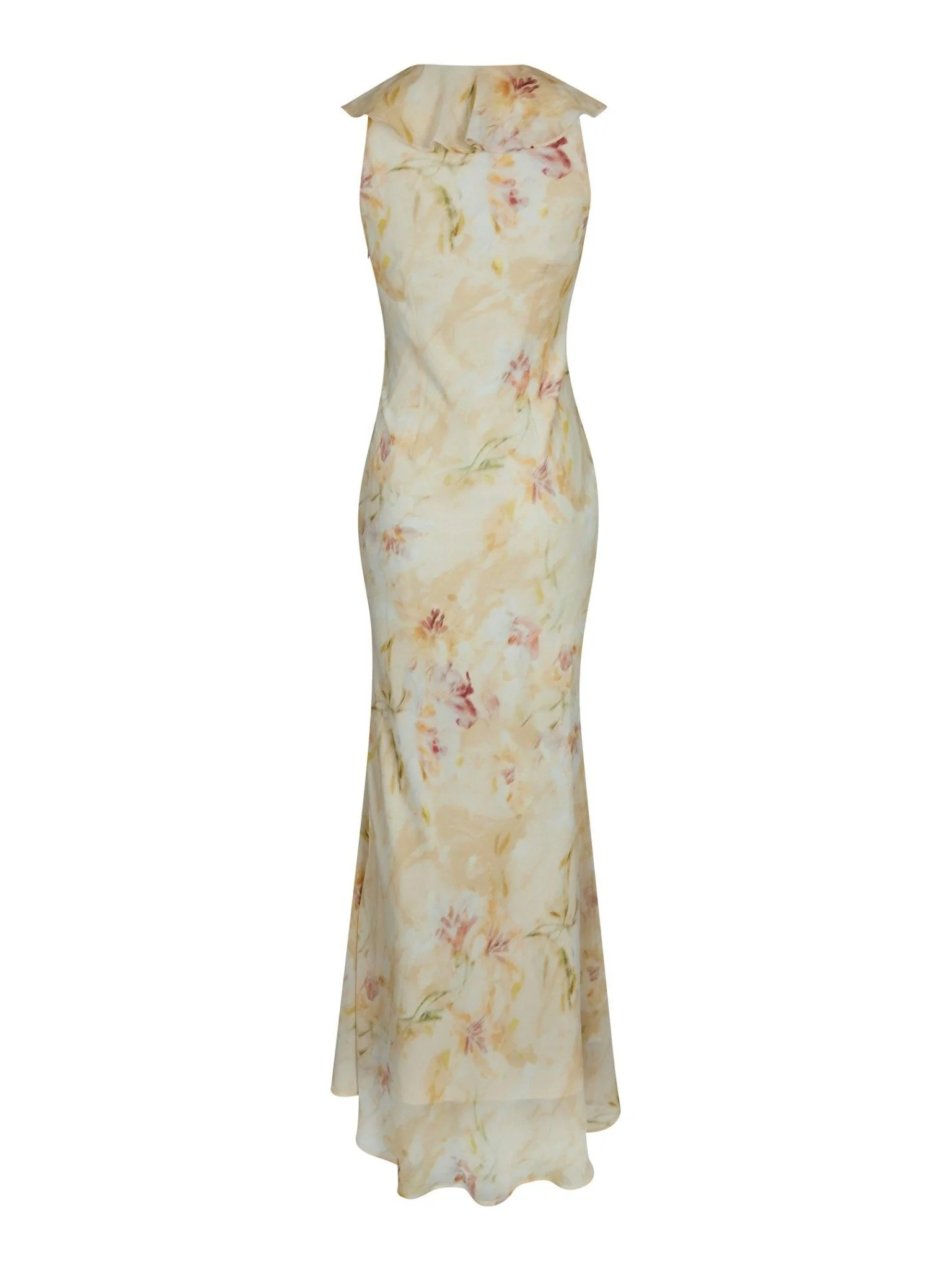 Zella Chiffon Print Dress Dusty Yellow - Image 14