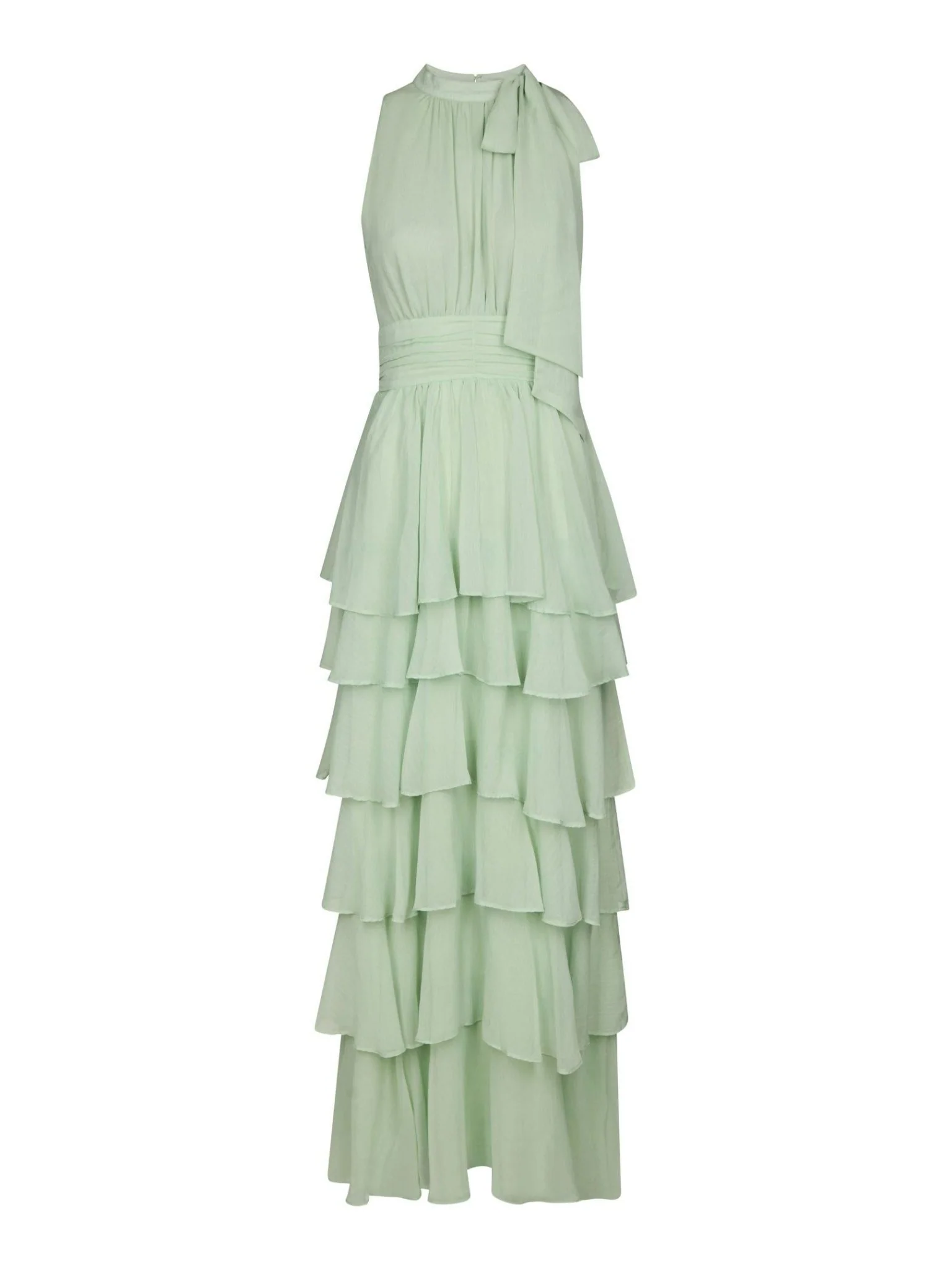 Marli Solid Chiffon Dress Light Green - Image 2
