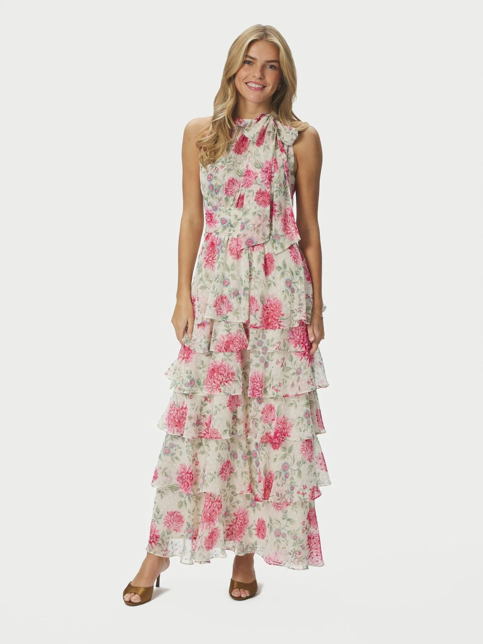 Marli Big Flower Dress Creme - Image 9