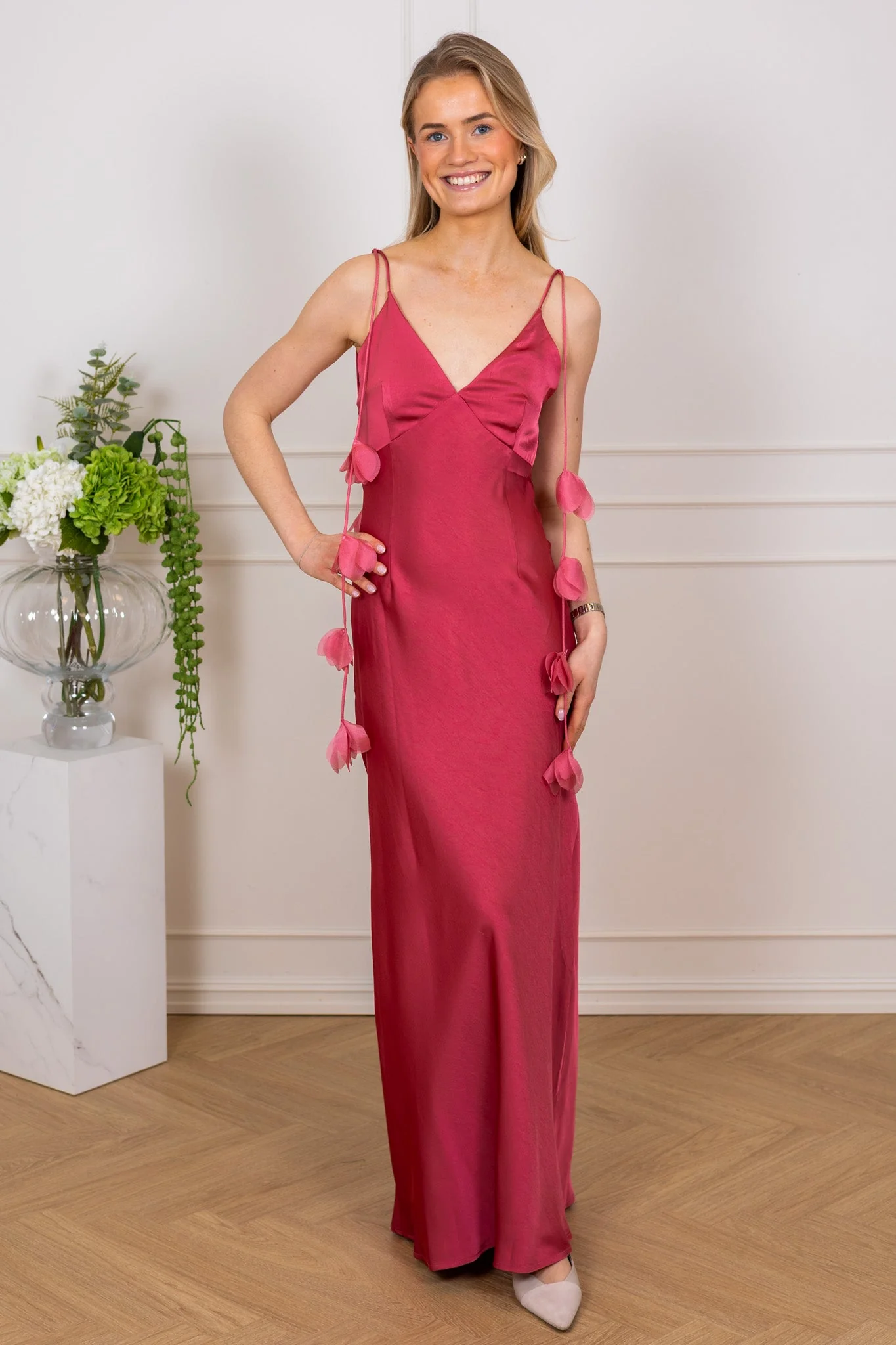 Colly Heavy Sateen Dress Cherry Pink