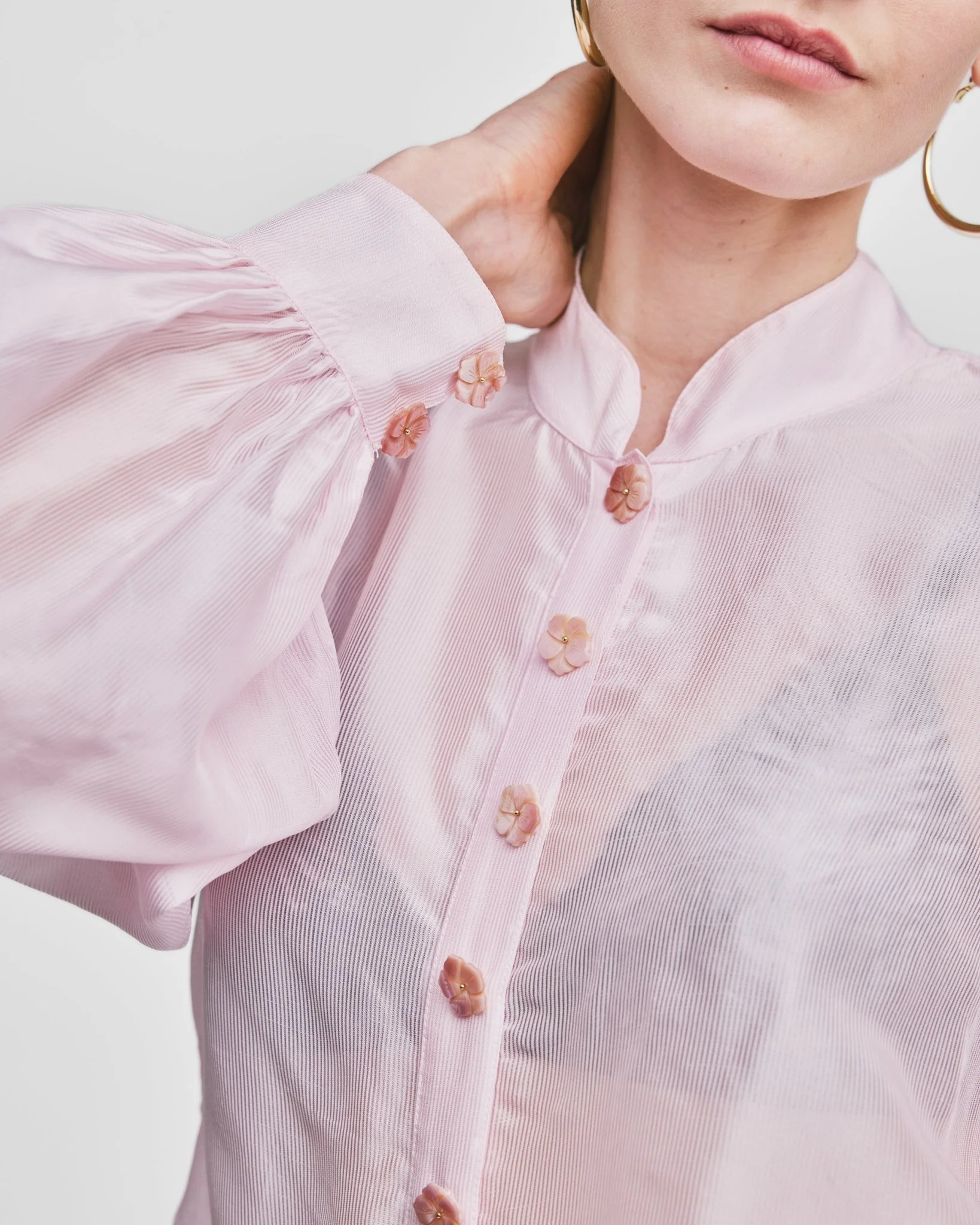 Striped Organza Blouse Light Pink - Image 12