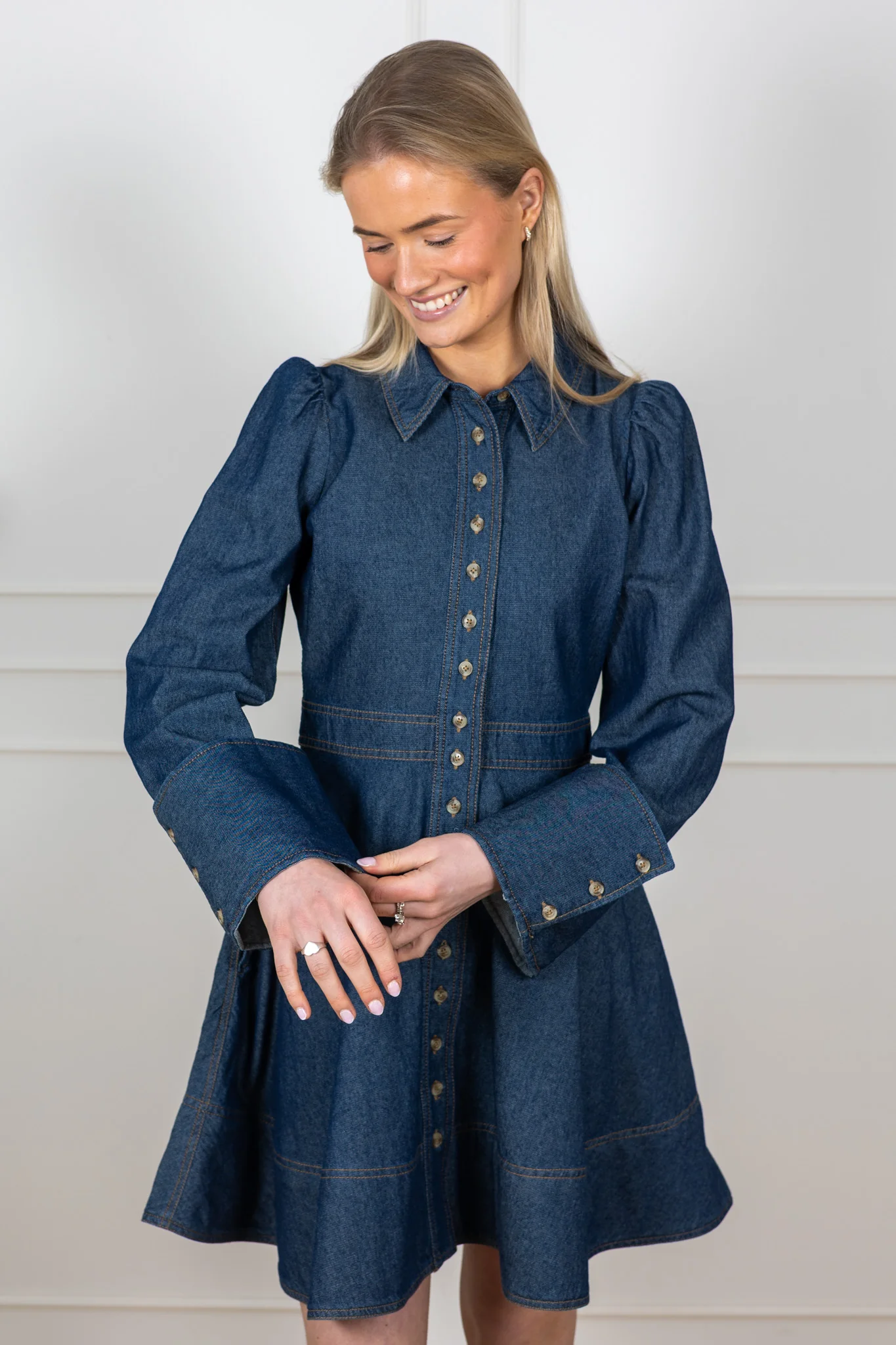 Denim Mini Dress Dark Blue - Image 3