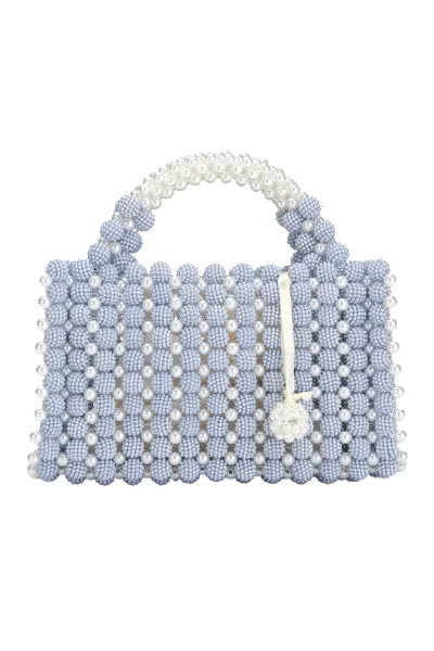 Handmade Pearl Bag Blue