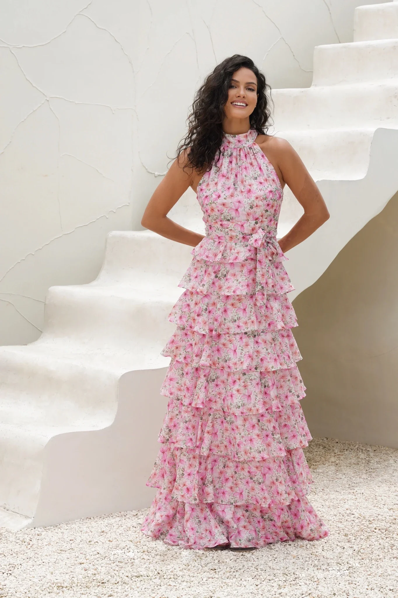 Angel Maxi Halterneck Dress Garden Serenade