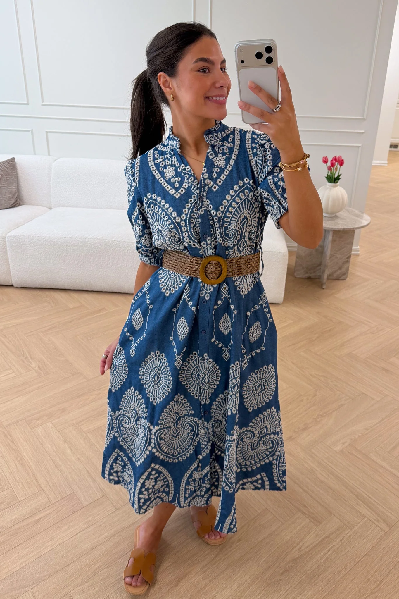 Lumine Midi Dress Denim Bleu