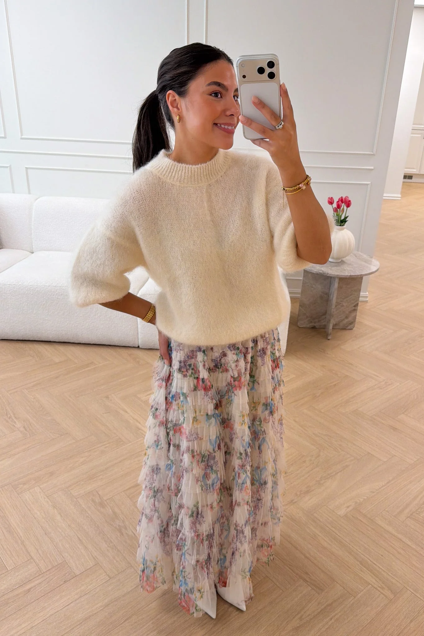 Osley Skirt Creme Flower