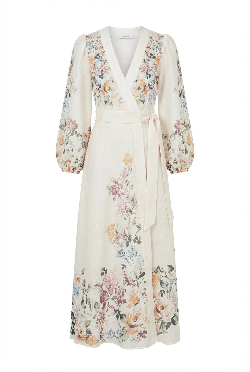 Osley Midi Wrap Dress Blanc Rose - Image 2
