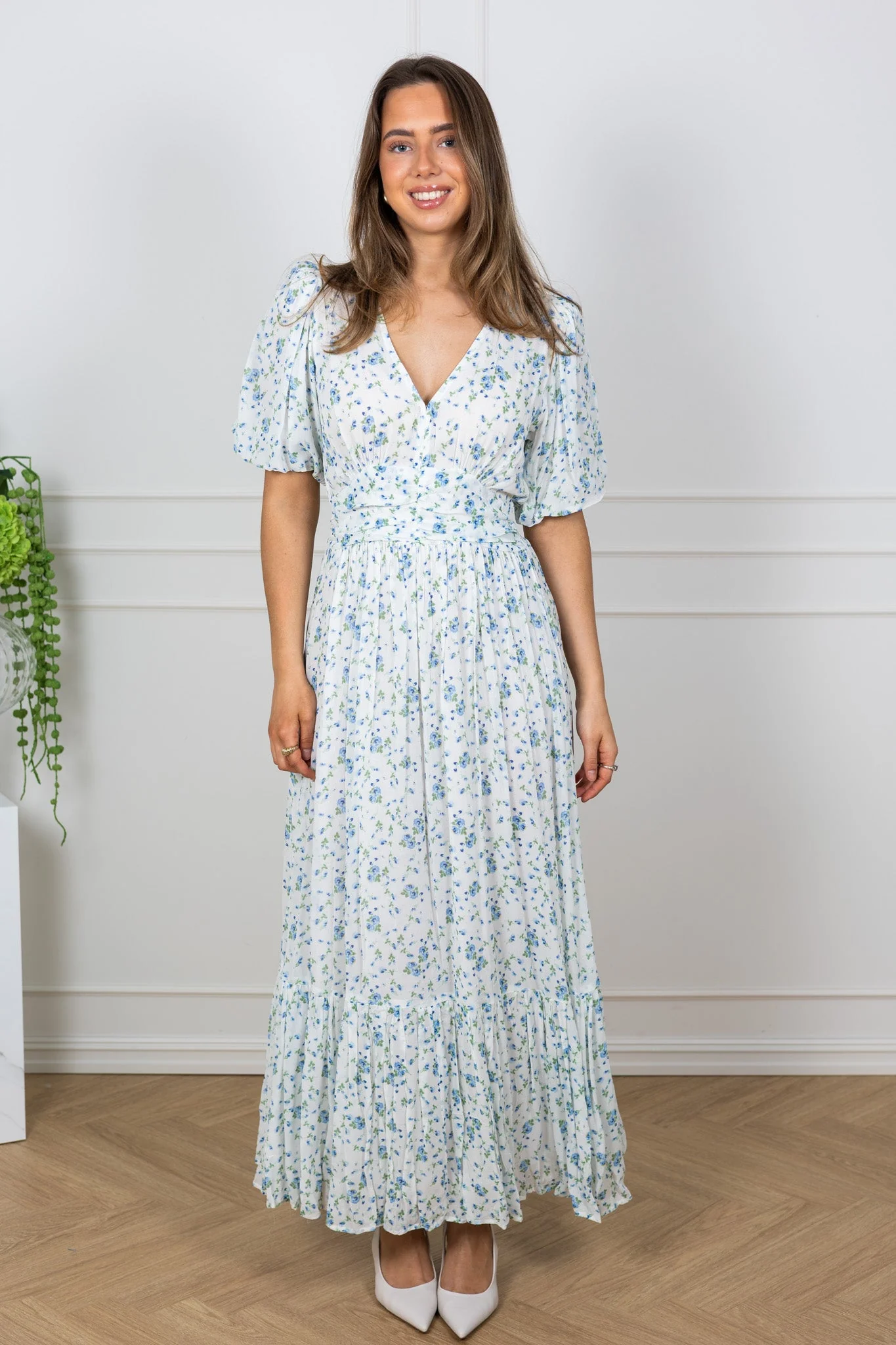 Leonora Dress Blue Fleur Georgette