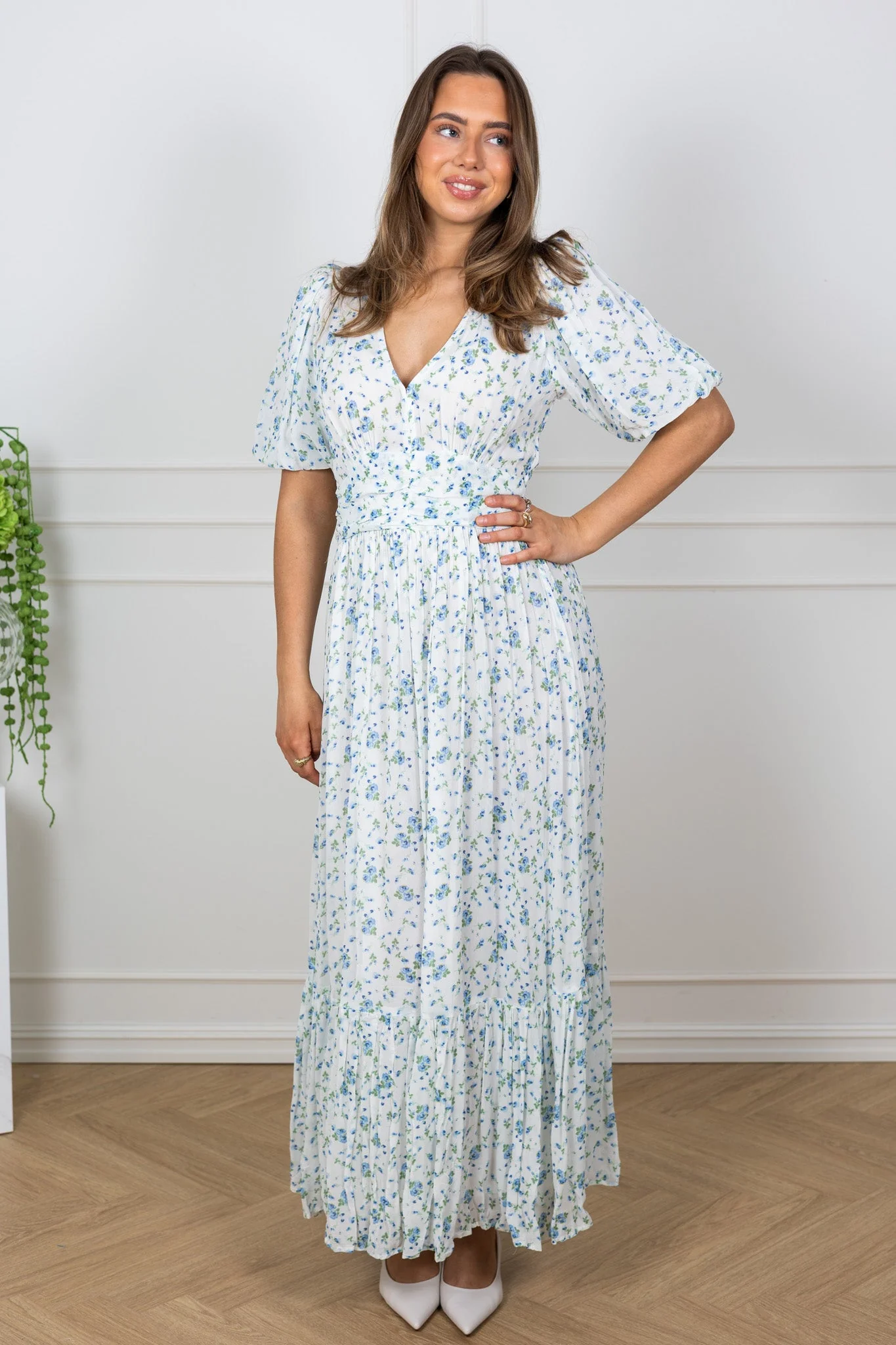 Leonora Dress Blue Fleur Georgette - Image 3