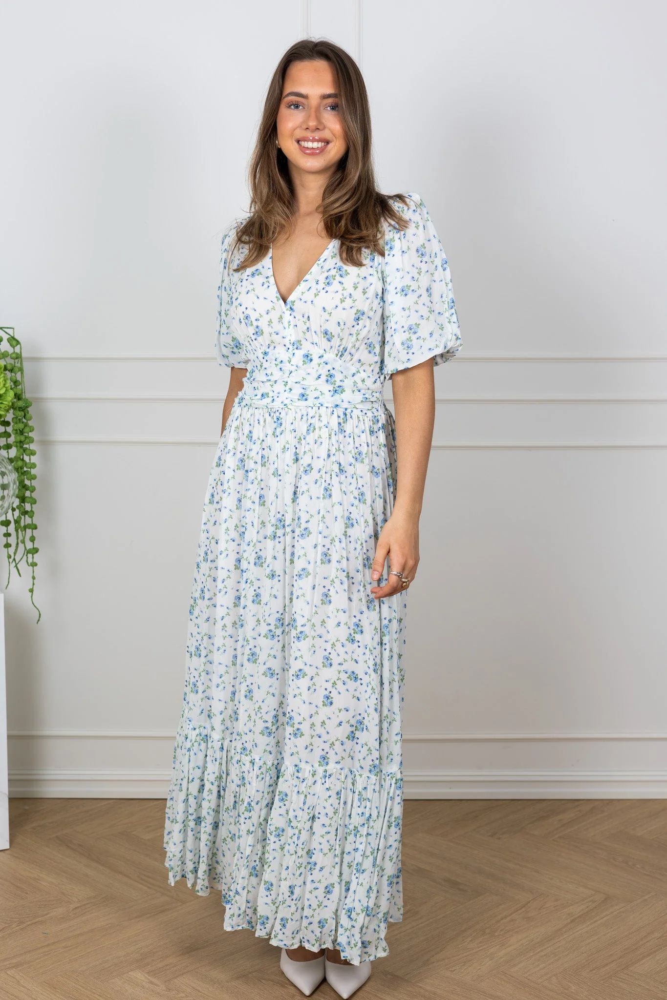 Leonora Dress Blue Fleur Georgette - Image 4