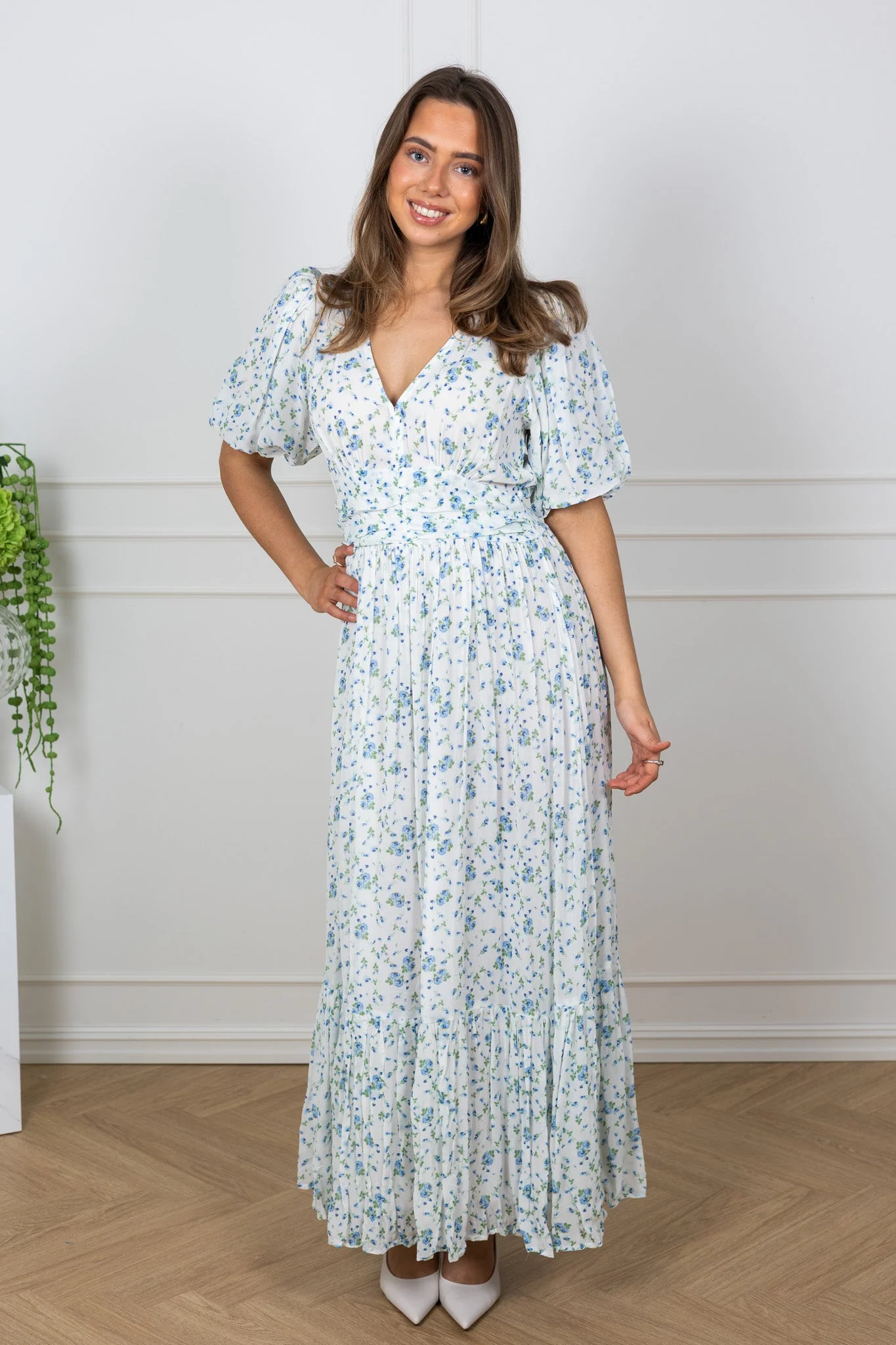 Leonora Dress Blue Fleur Georgette - Image 5