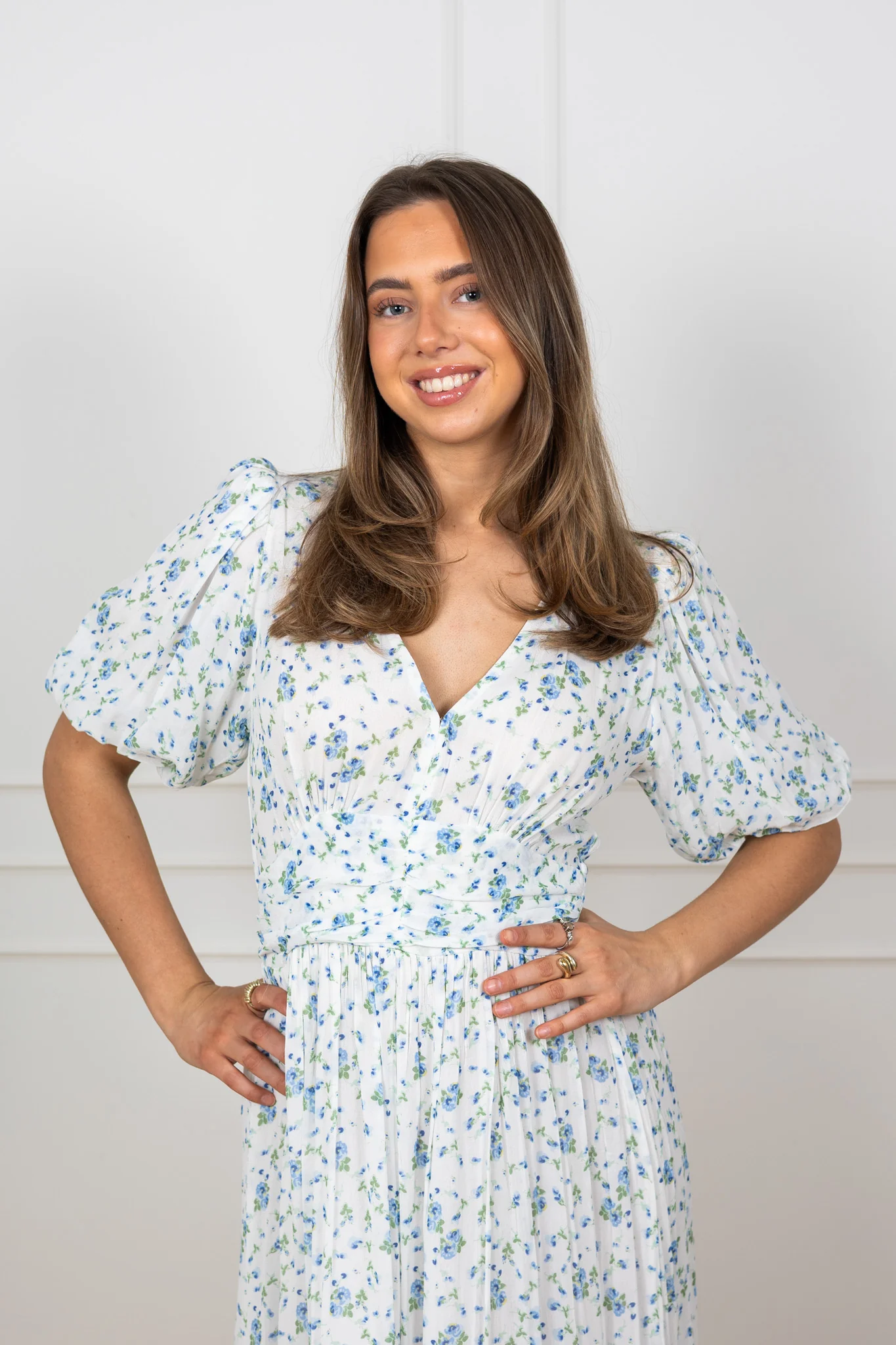 Leonora Dress Blue Fleur Georgette - Image 6