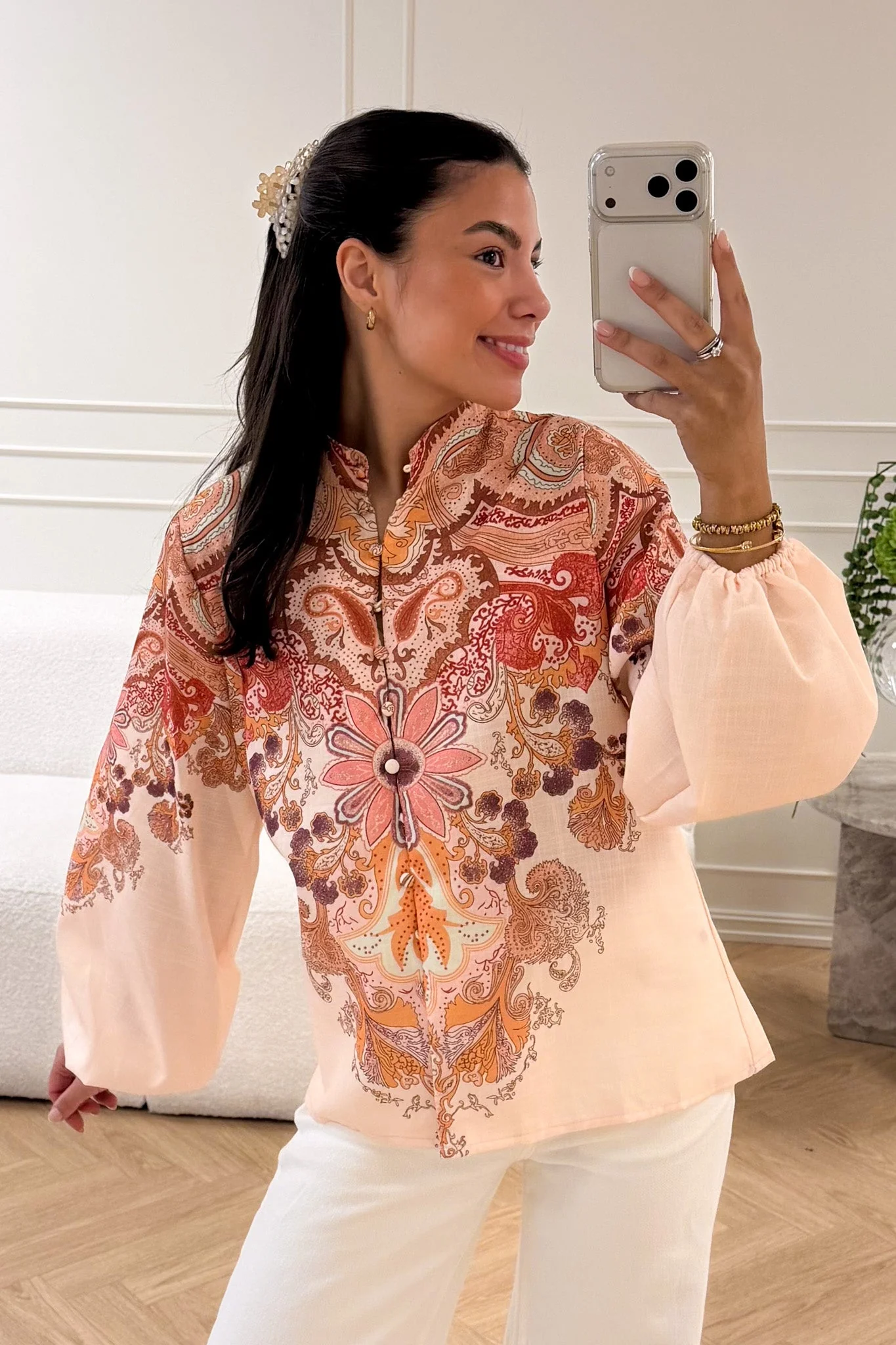 Frime Blouse Beige Paisley - Image 4