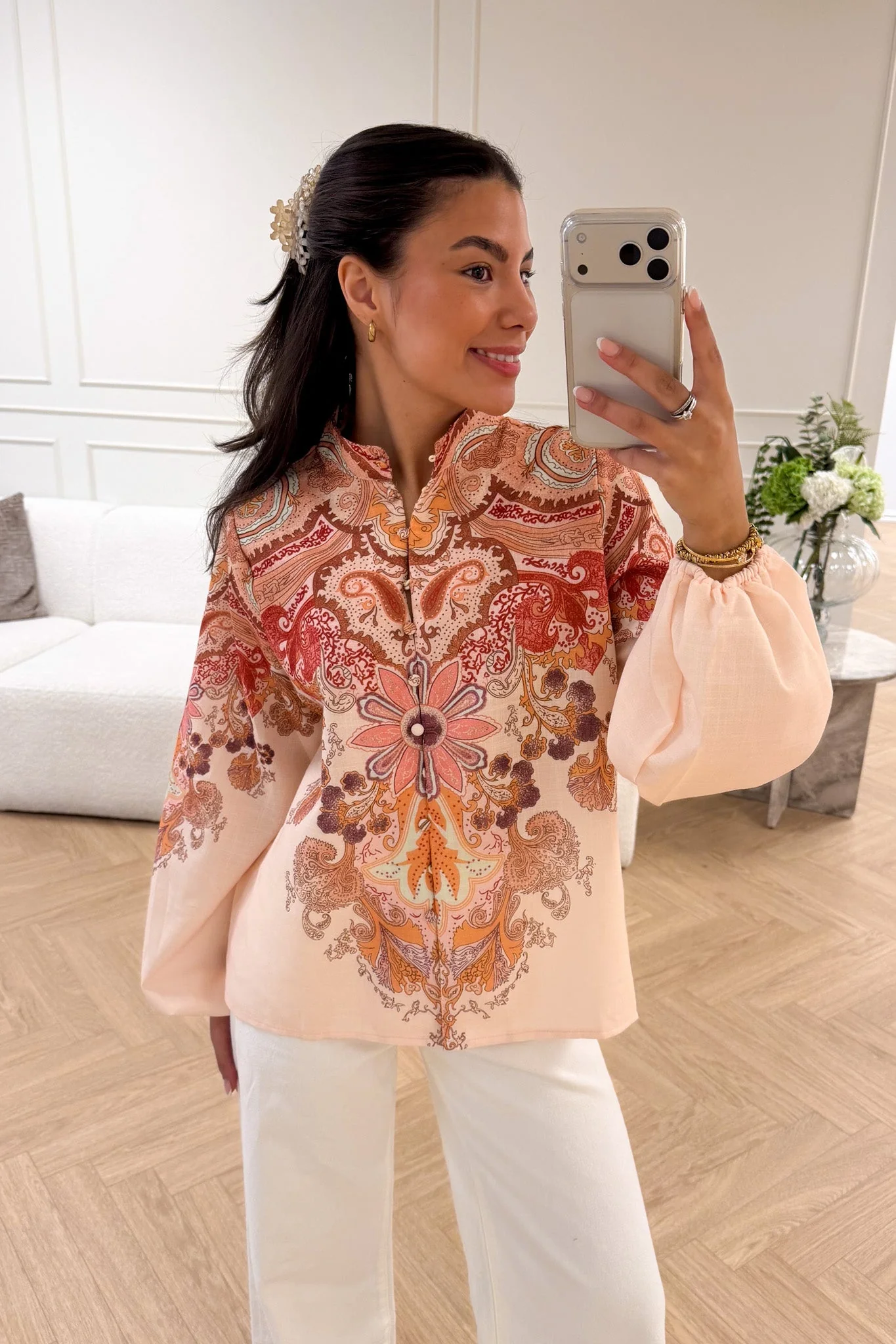 Frime Blouse Beige Paisley - Image 6