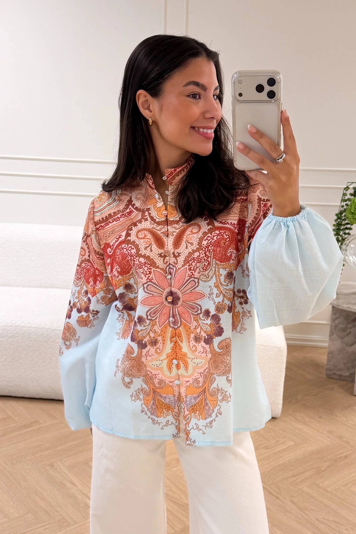 Frime Blouse Light Blue Paisley - Image 3