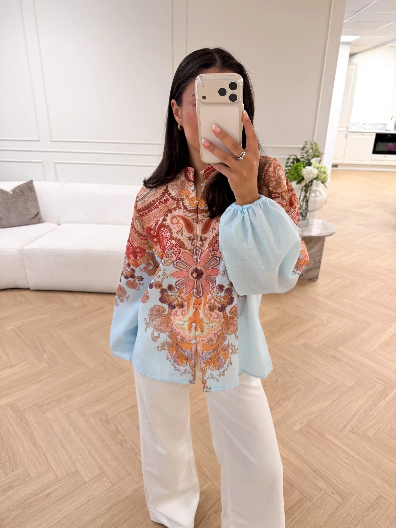 Frime Blouse Light Blue Paisley - Image 4