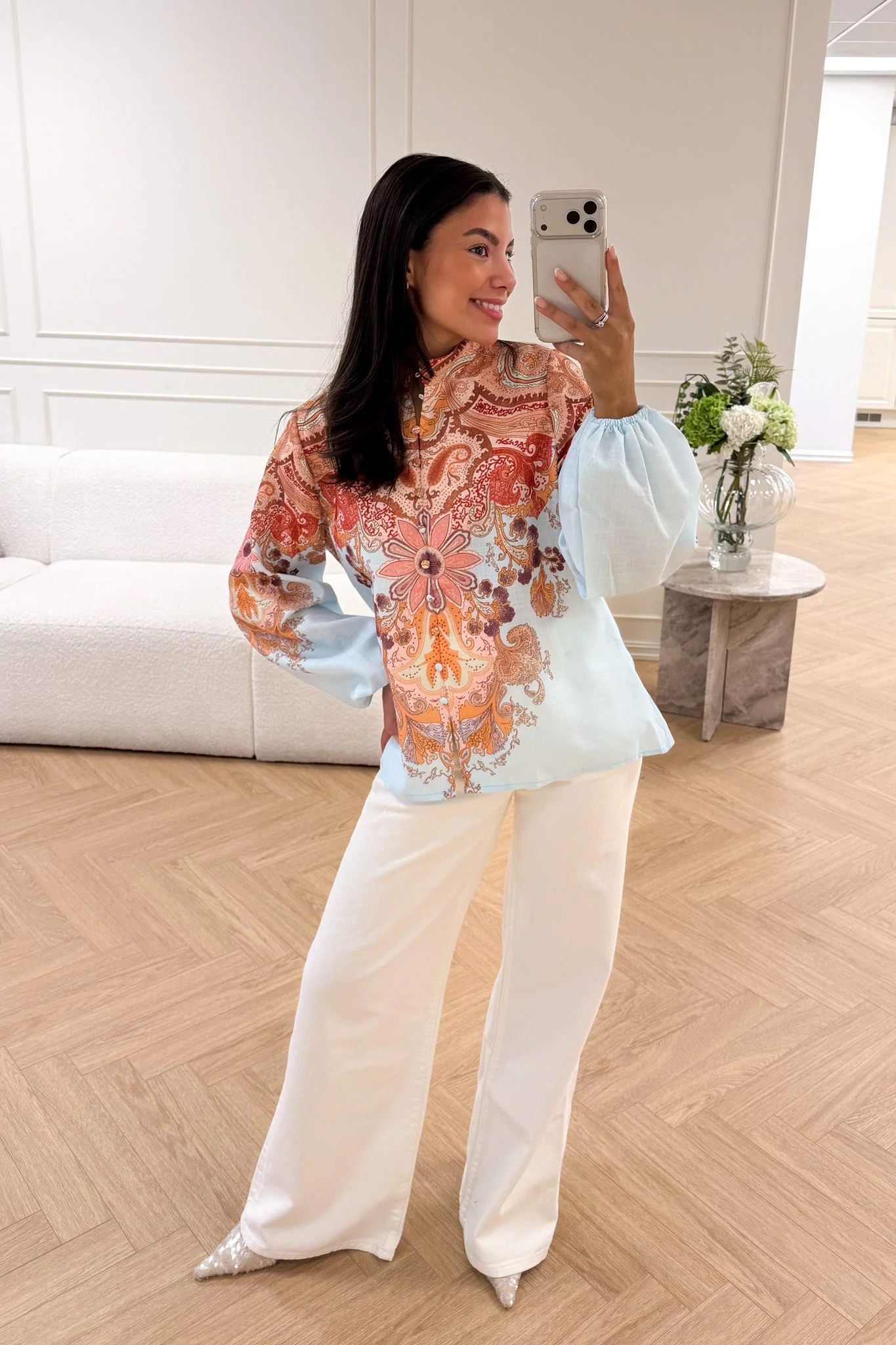 Frime Blouse Light Blue Paisley - Image 5