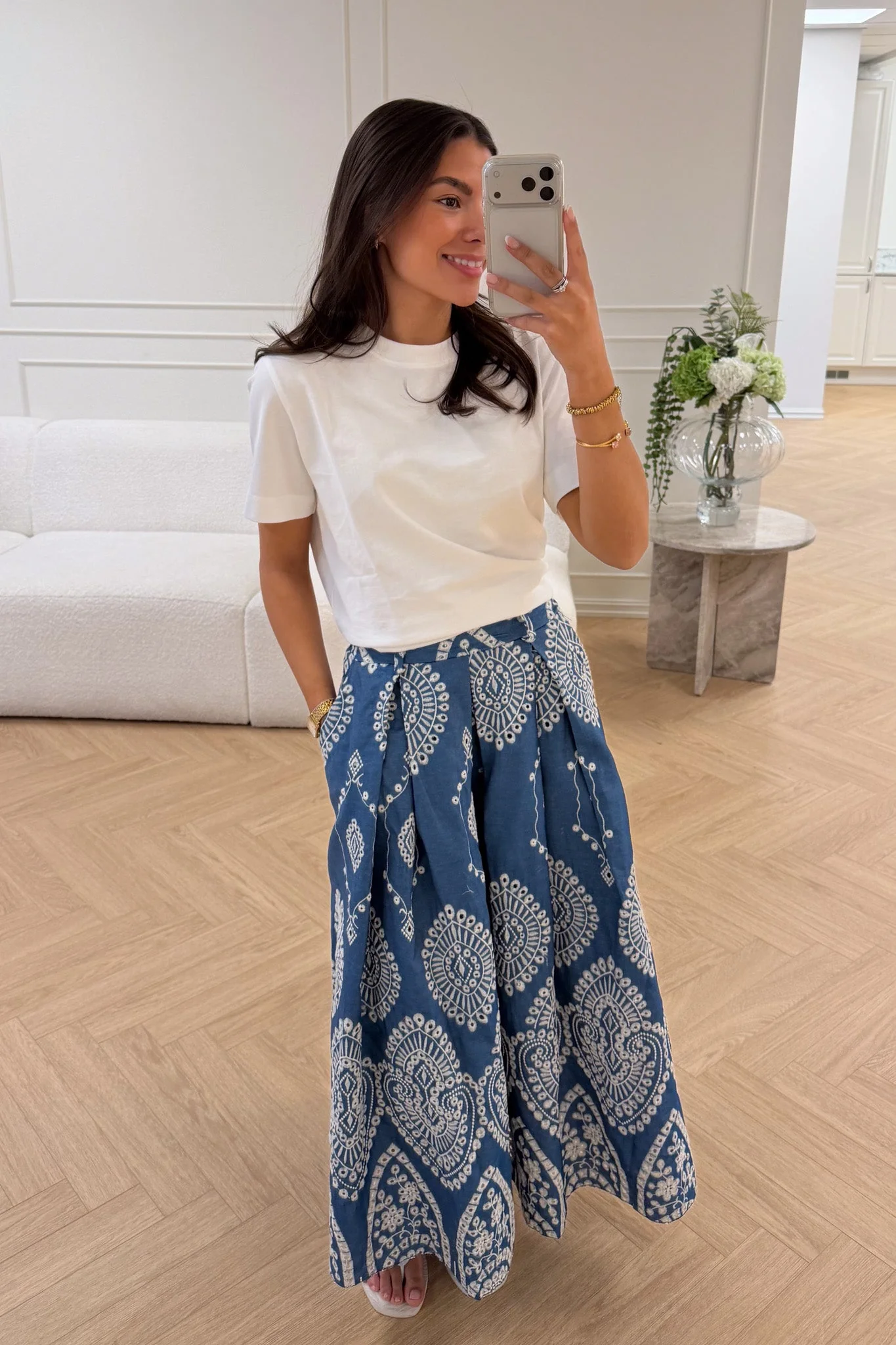 Lumine Midi Skirt Denim Bleu
