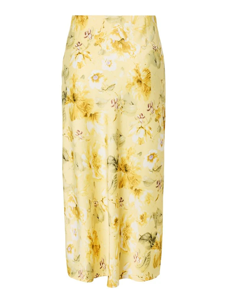 Pella Hw Midi Skirt Pale Banana Lemon Print - Image 2