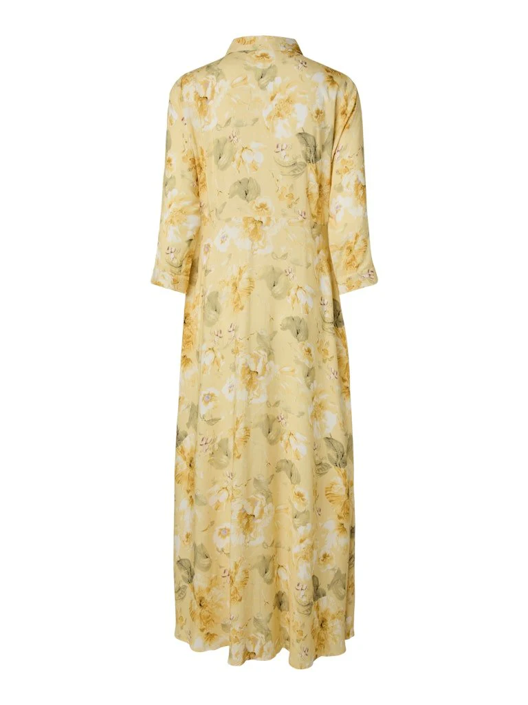 Savanna Long Shirt Dress Pale Banana Lemon Print - Image 7