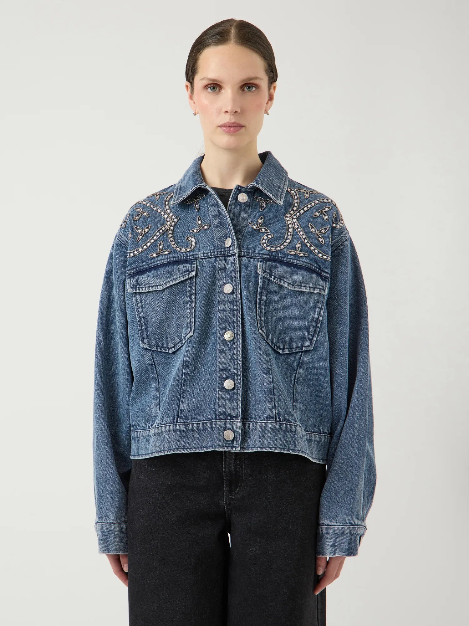 Vision Ls Denim Emb Jacket Light Blue Denim - Image 11