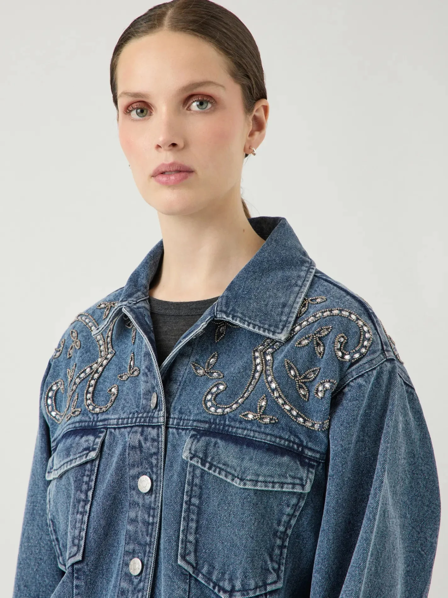 Vision Ls Denim Emb Jacket Light Blue Denim - Image 15