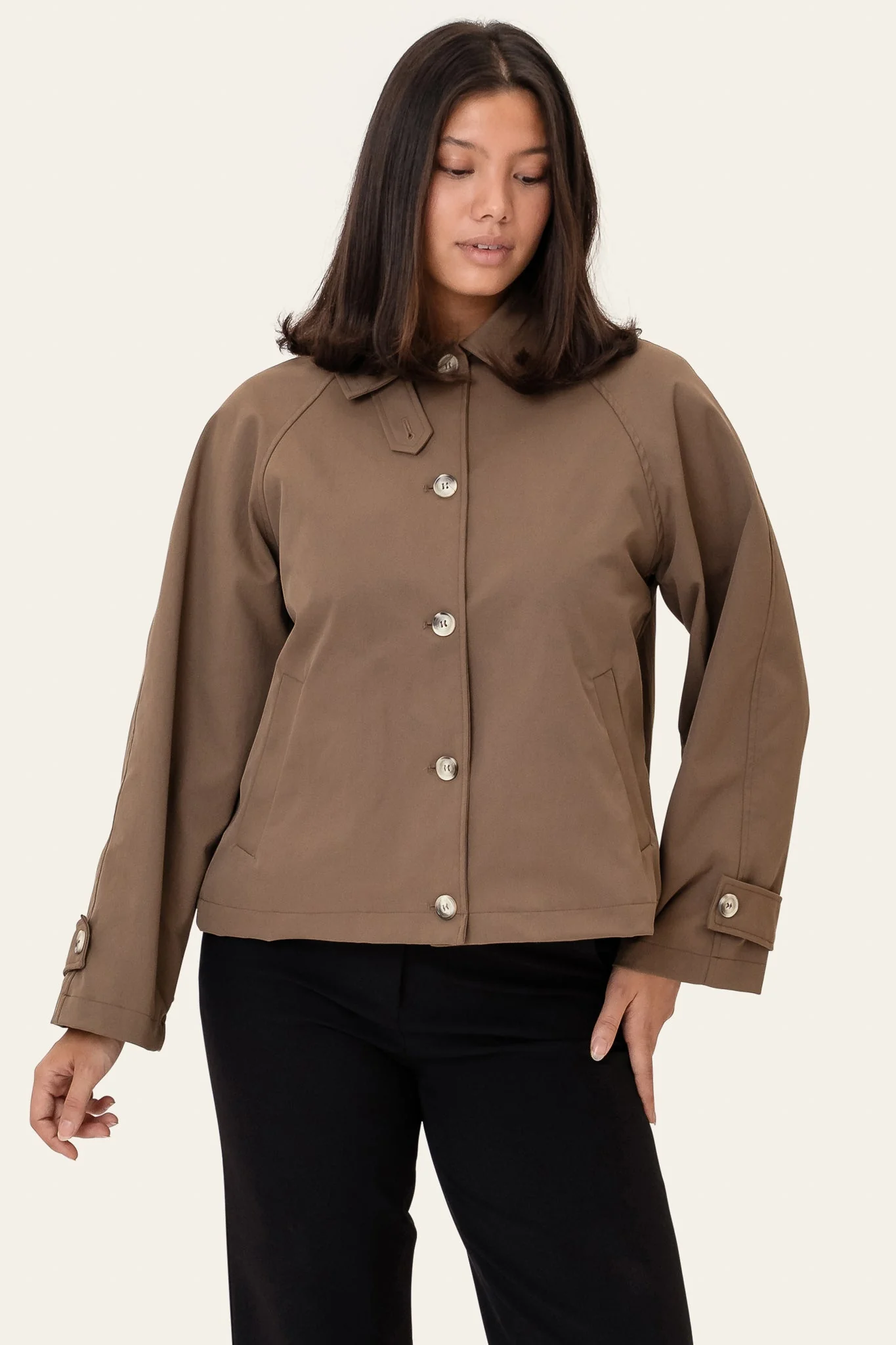 Ava Short Trenchcoat Dark Brown - Image 4