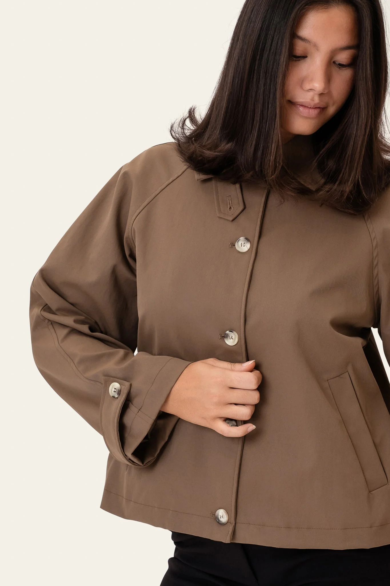 Ava Short Trenchcoat Dark Brown - Image 5