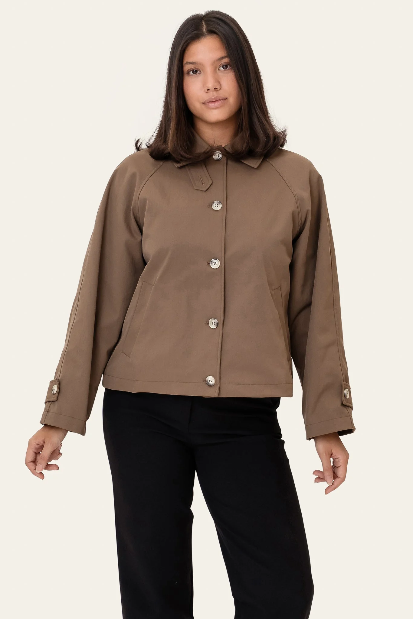 Ava Short Trenchcoat Dark Brown - Image 6
