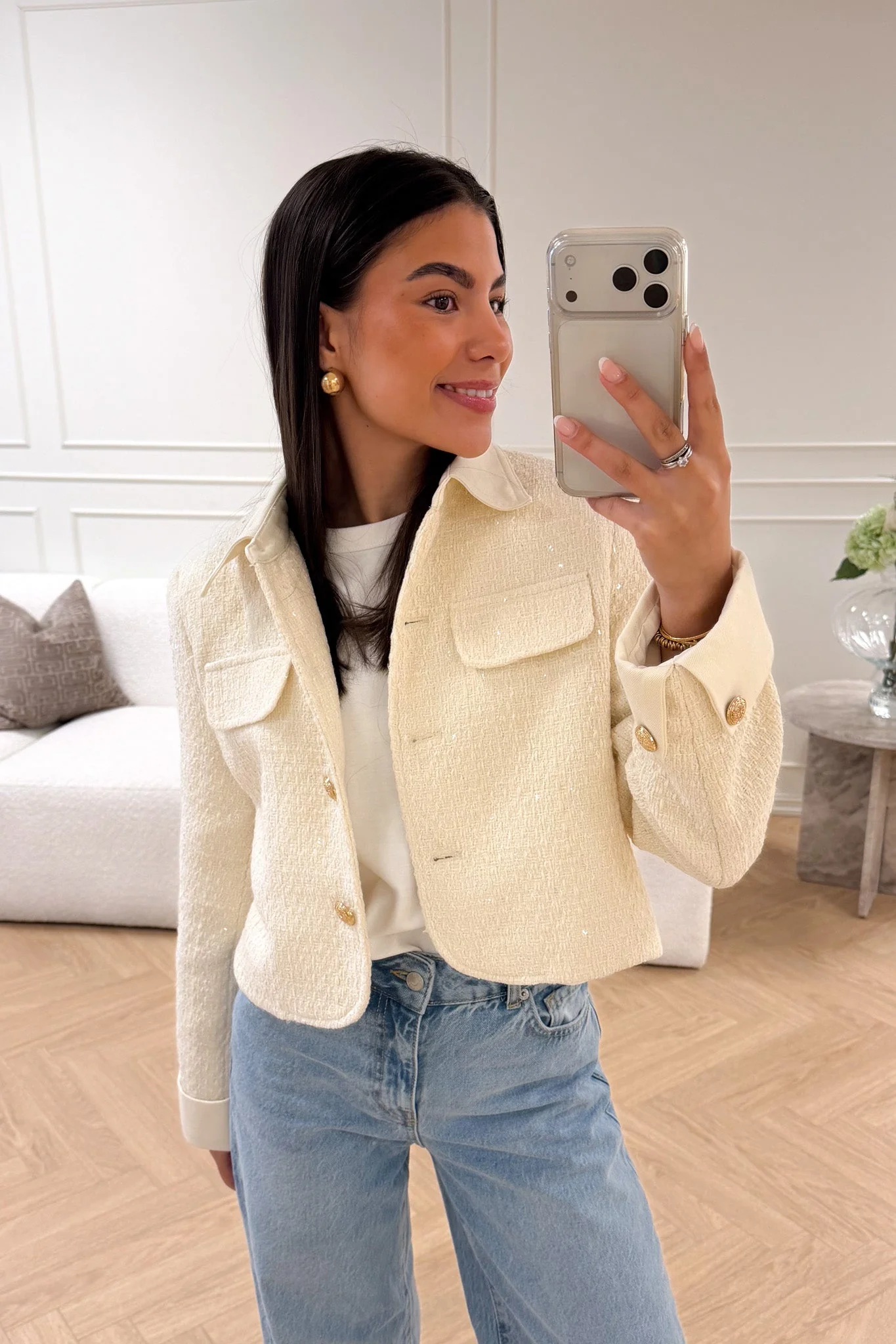 Choklate Blazer Collar Ecru