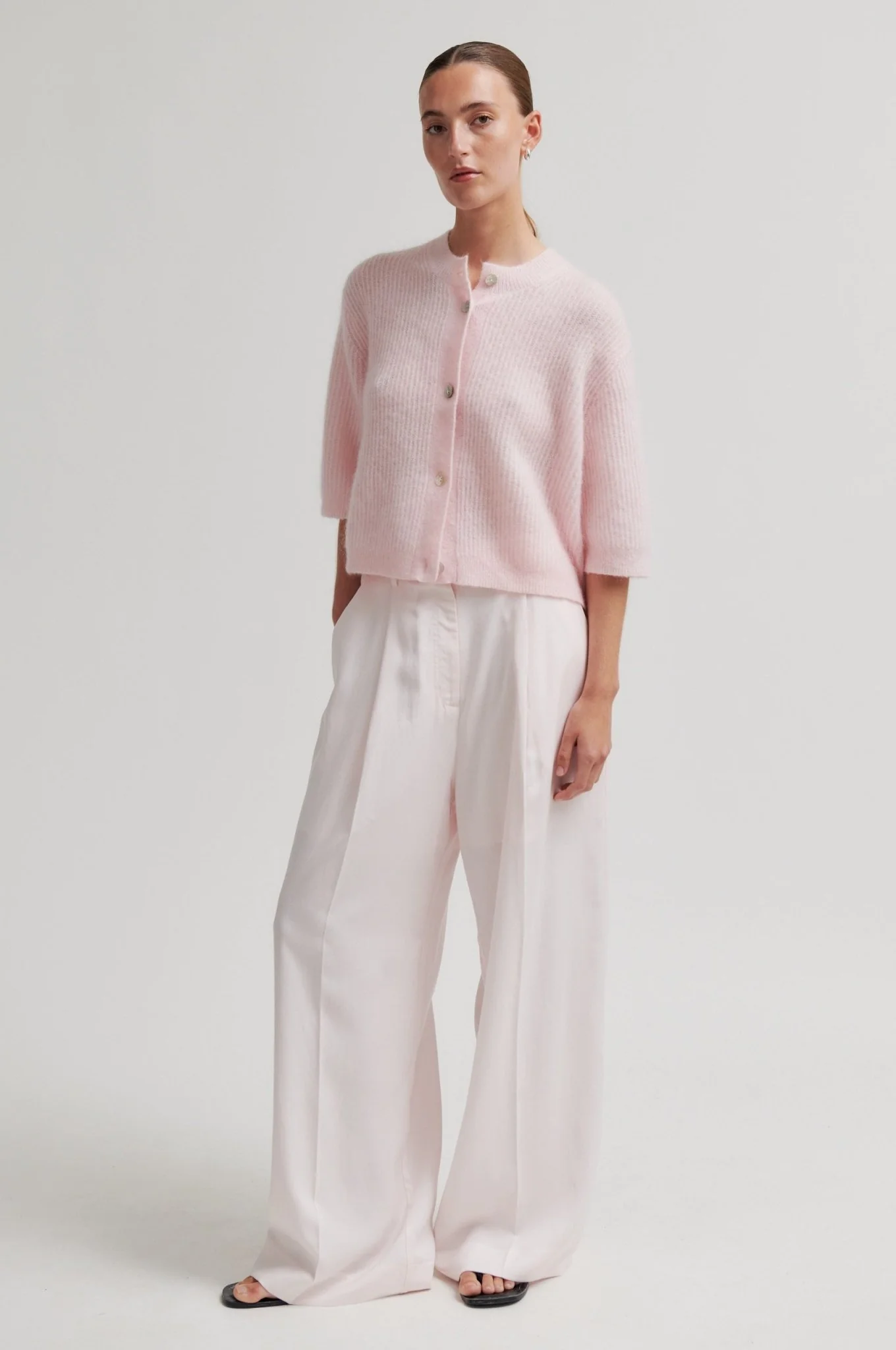 Andrea Knit Rib Cardigan Crystal Pink - Image 3