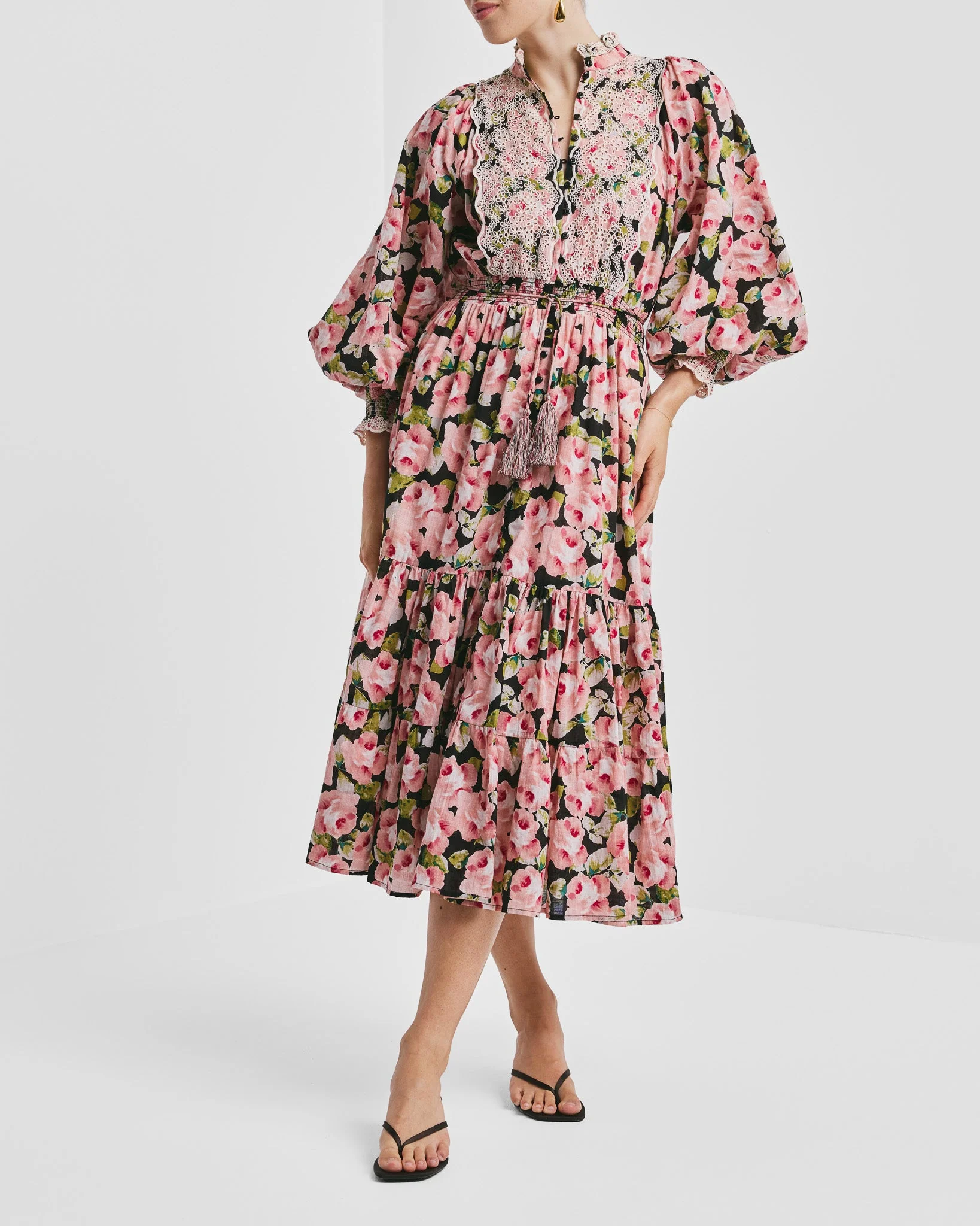 Cotton Slub Midi Dress Rose Bouquet - Image 10