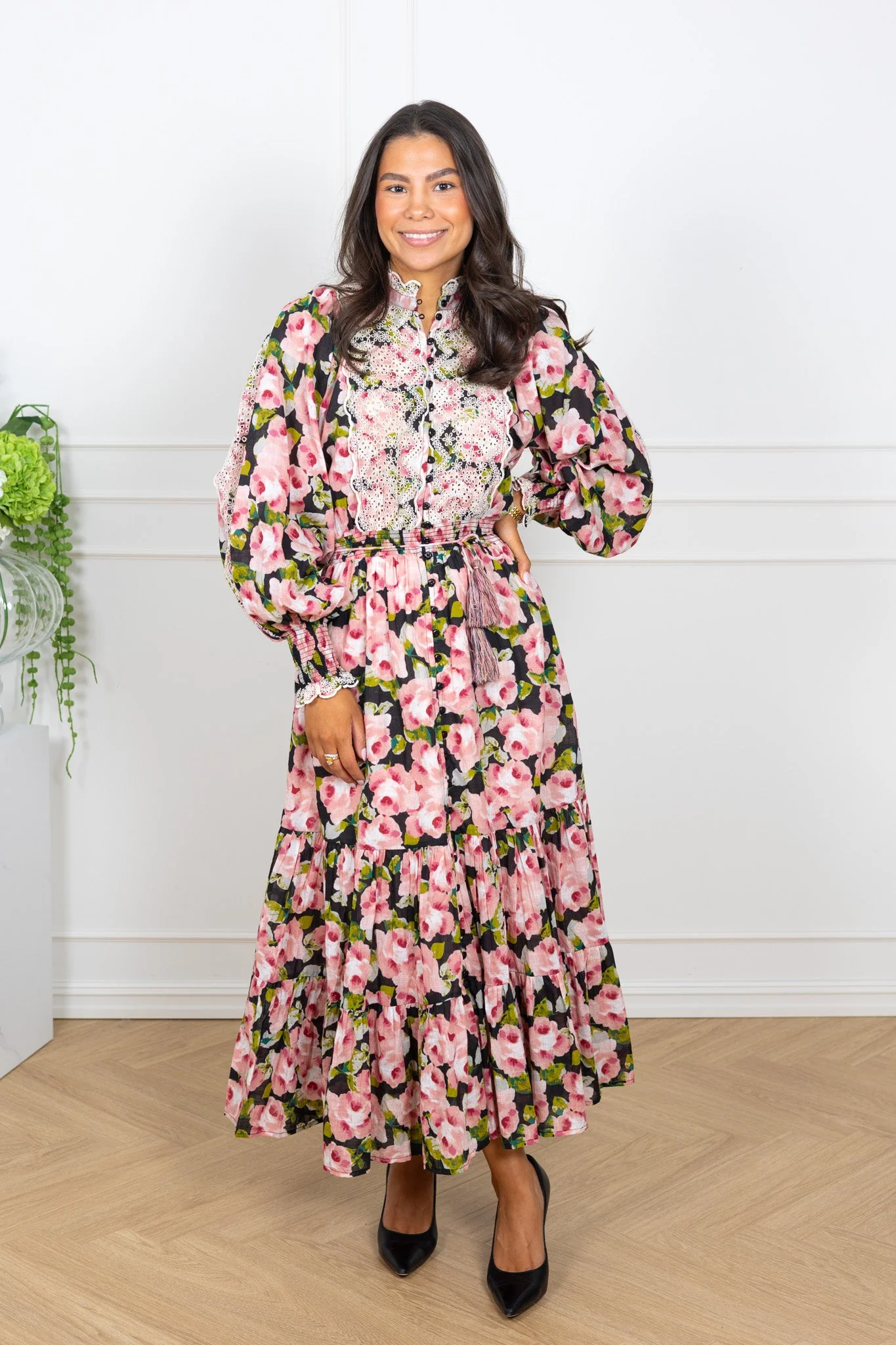 Cotton Slub Midi Dress Rose Bouquet - Image 4