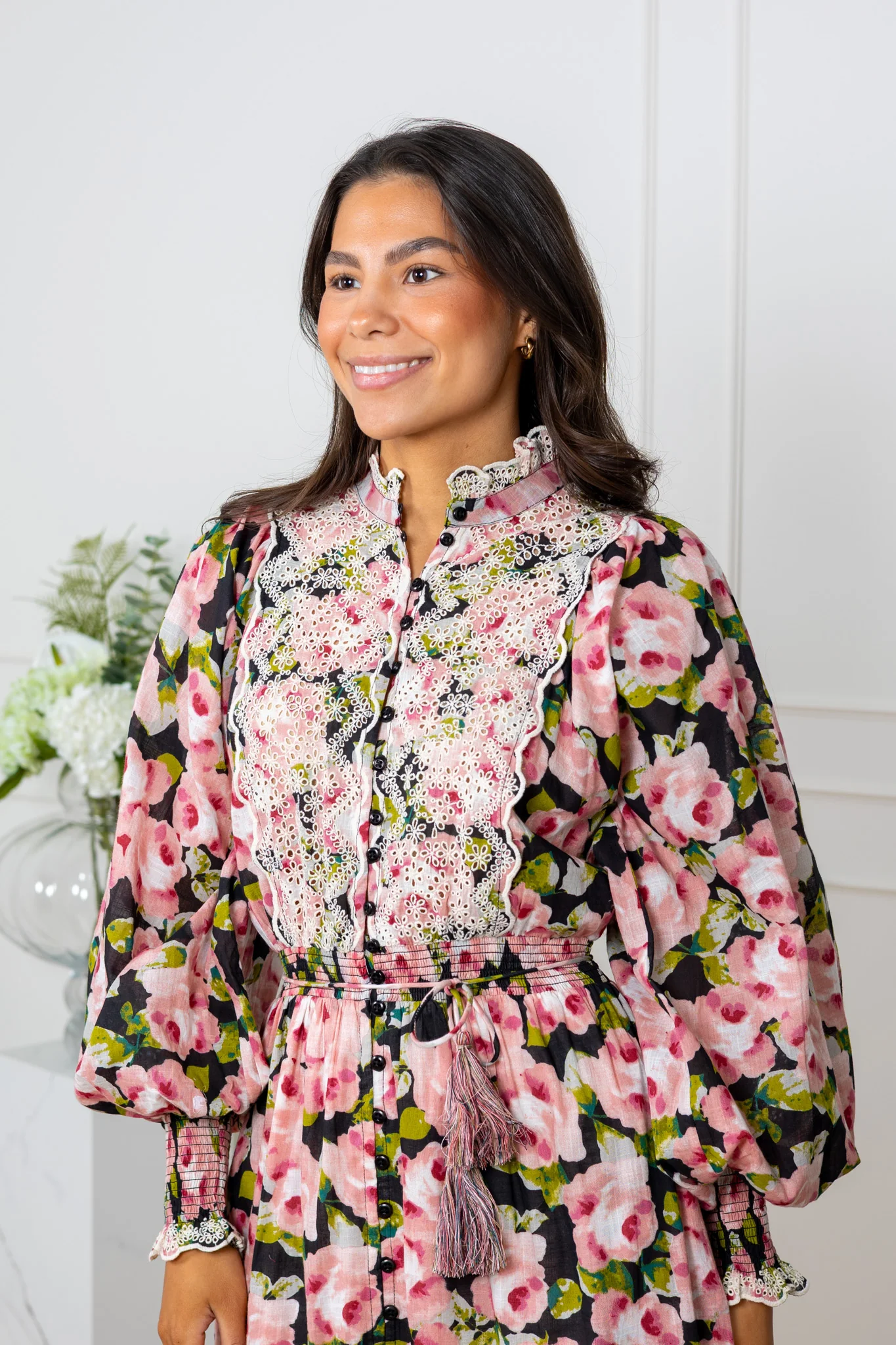 Cotton Slub Midi Dress Rose Bouquet - Image 7