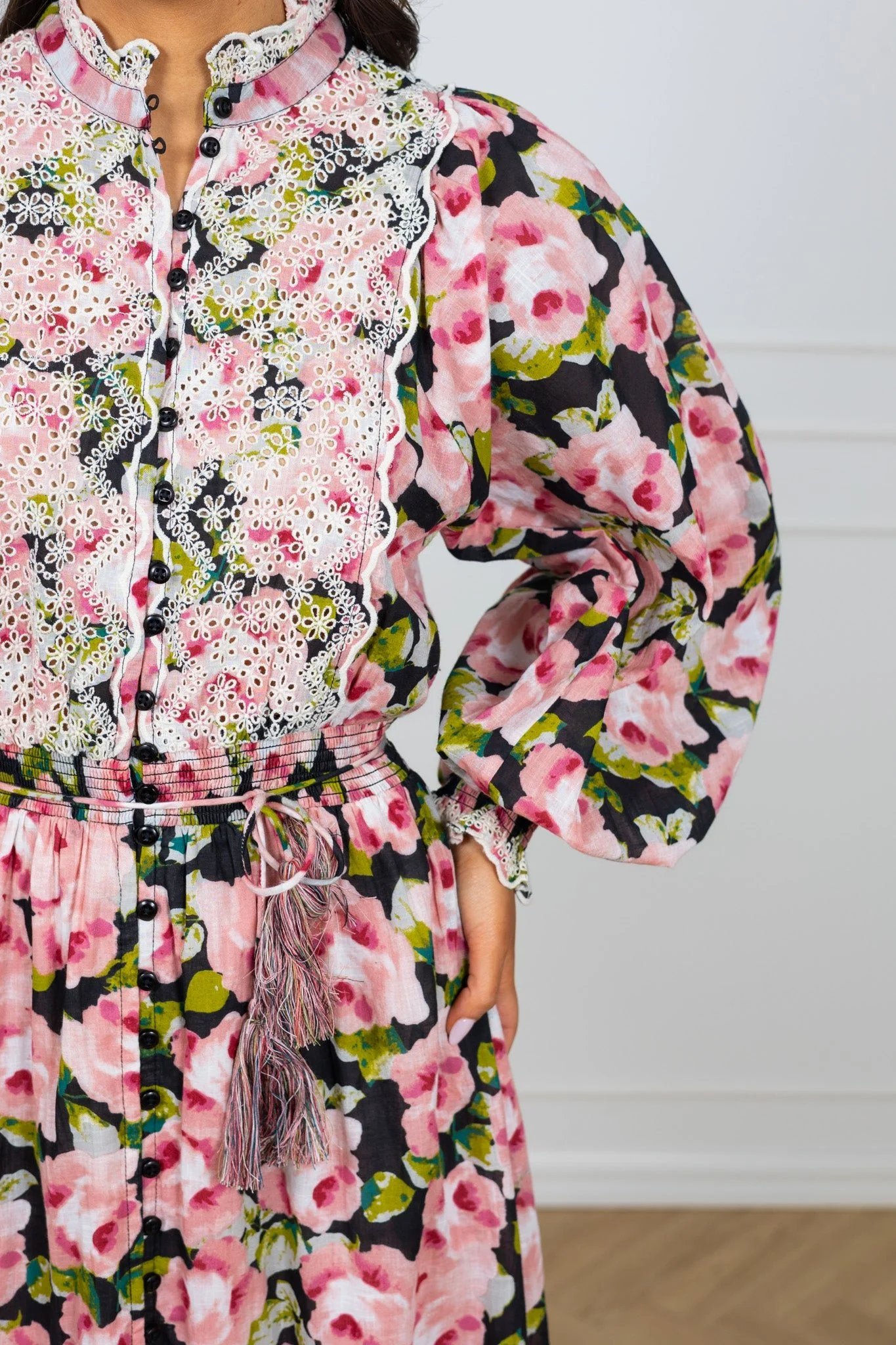 Cotton Slub Midi Dress Rose Bouquet - Image 9