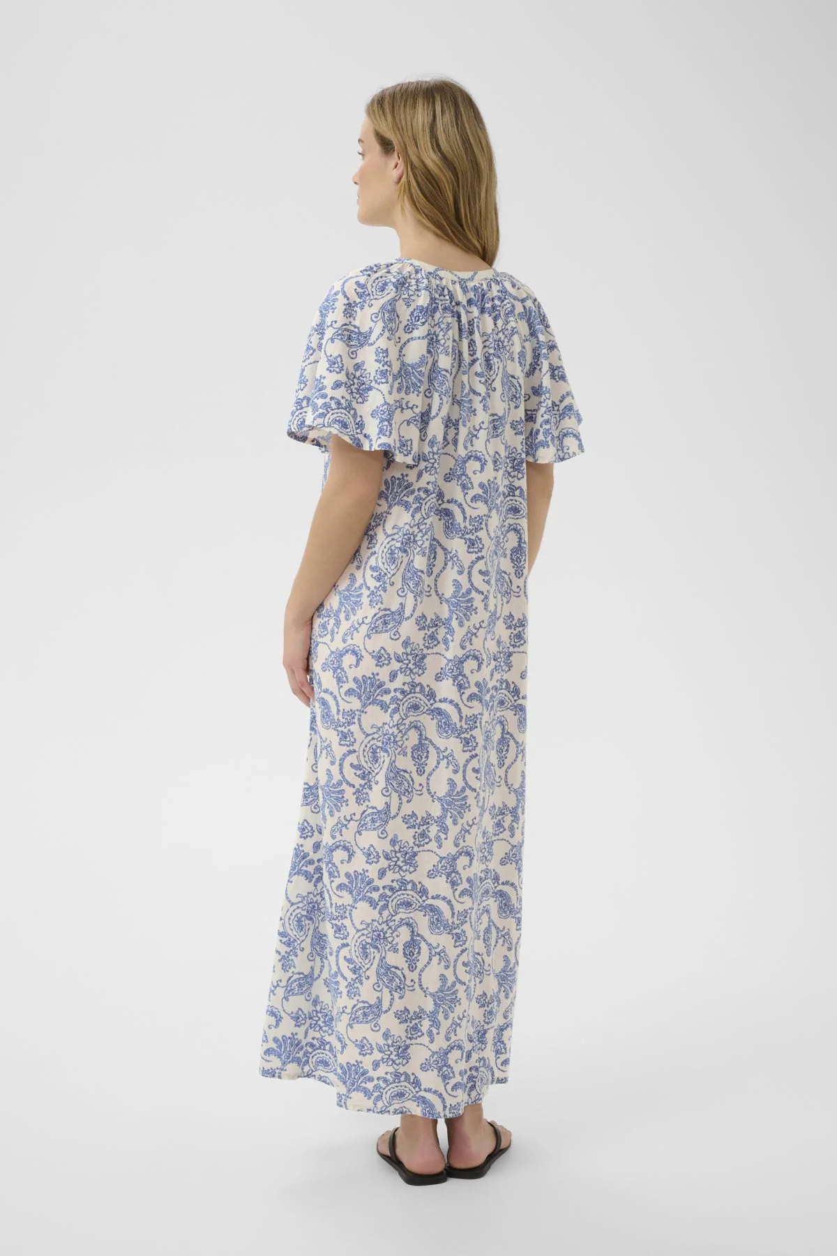 Bentine Dress Blue Dot Paisley Print - Image 5