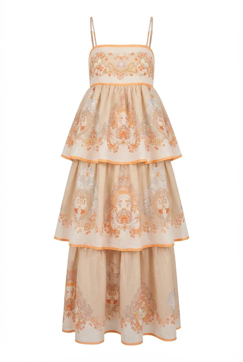 Ines Midi Strap Dress Beige - Image 2