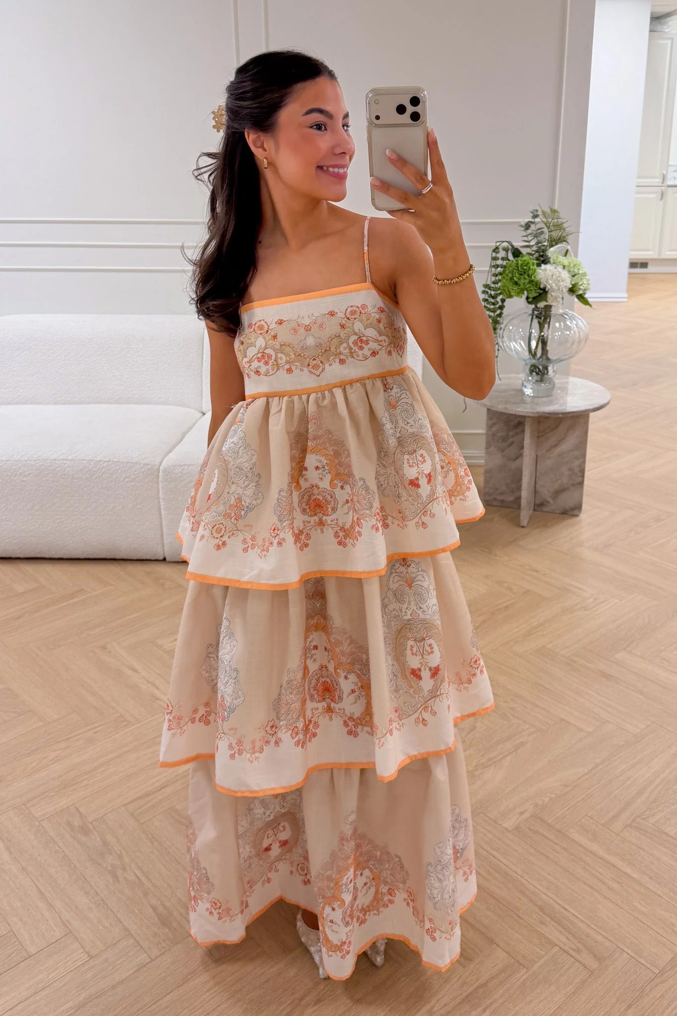 Ines Midi Strap Dress Beige - Image 4