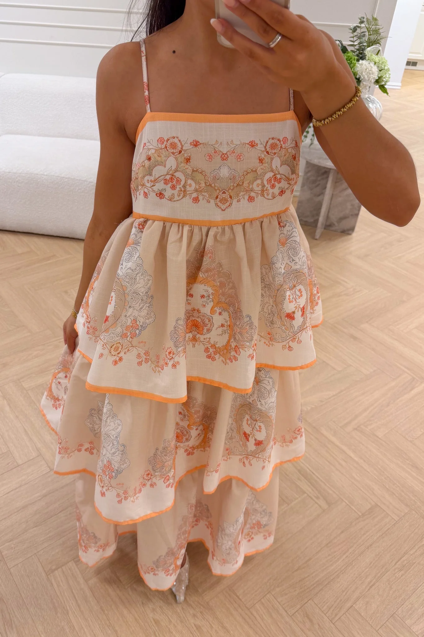 Ines Midi Strap Dress Beige - Image 6