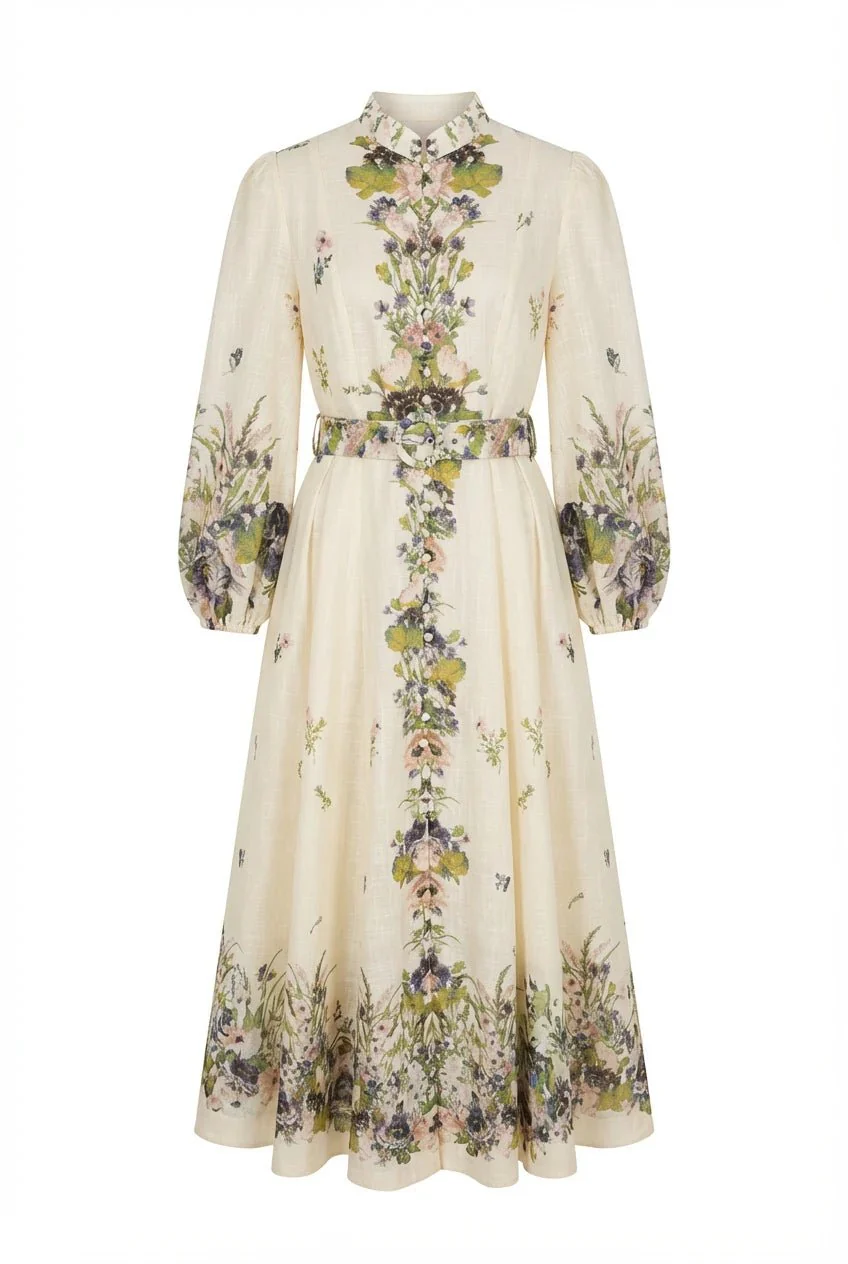 Mera Midi Dress Green Flower - Image 2