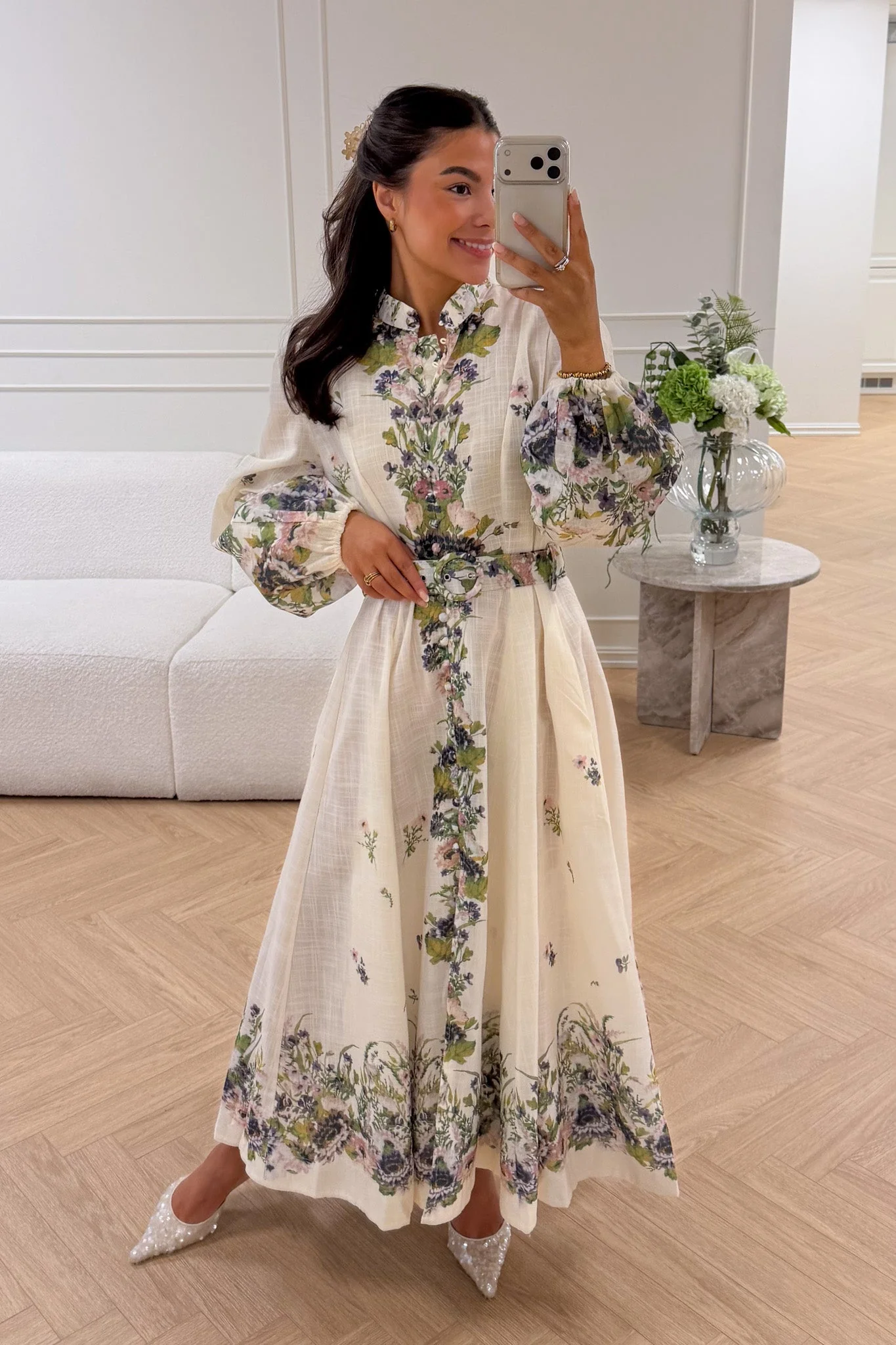 Mera Midi Dress Green Flower - Image 6