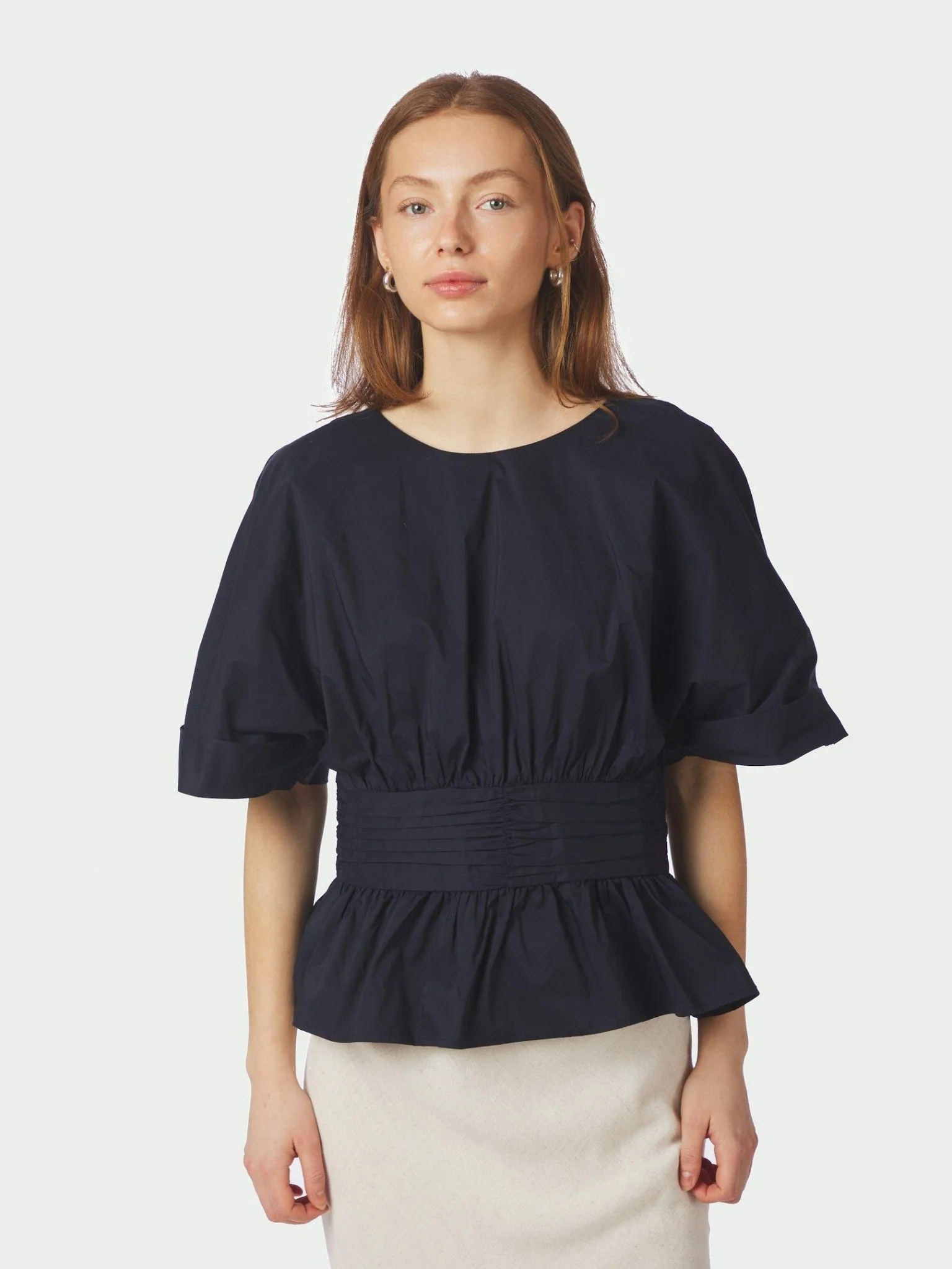 Annegret Poplin Blouse Navy - Image 2