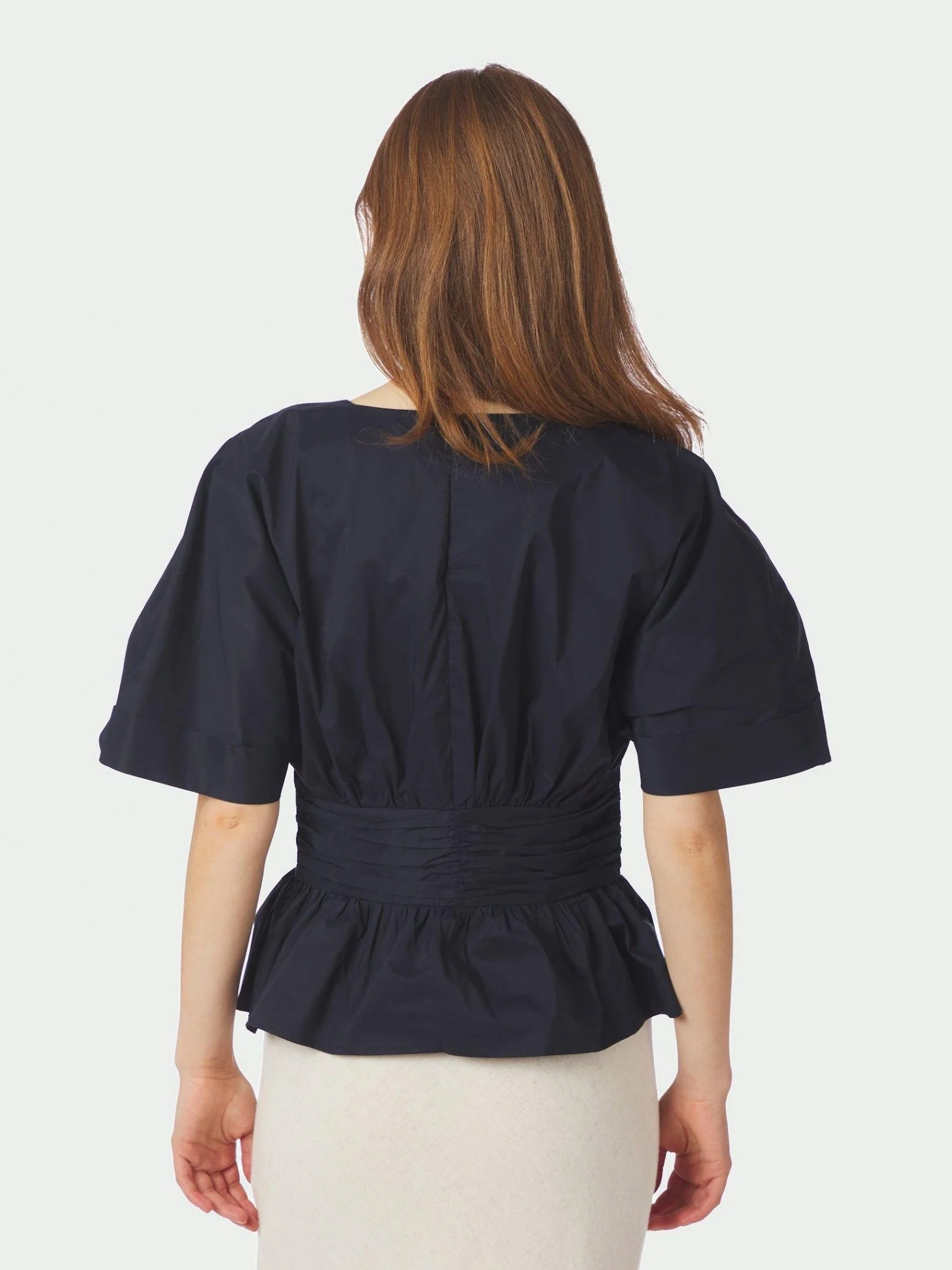 Annegret Poplin Blouse Navy - Image 5