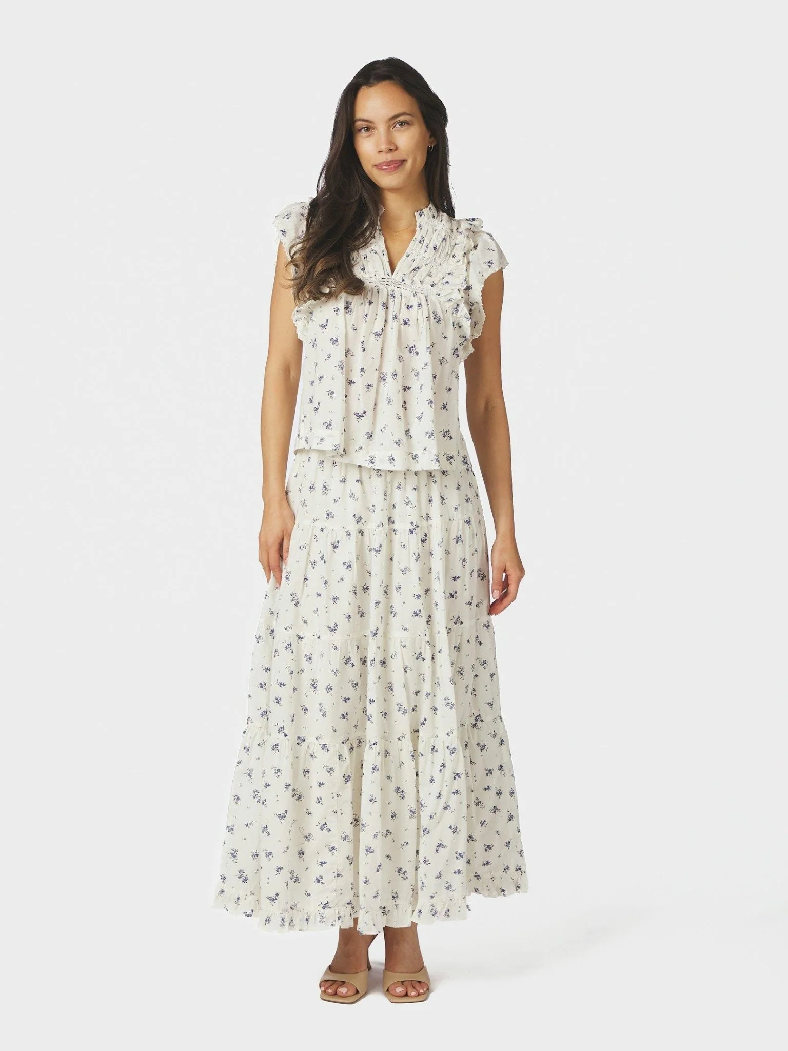 Jayla Small Blossom Top White Blue - Image 8