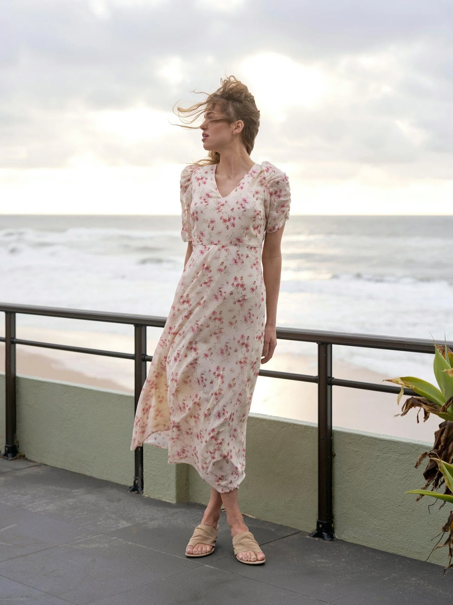 Vira Floral Dress Creme - Image 2