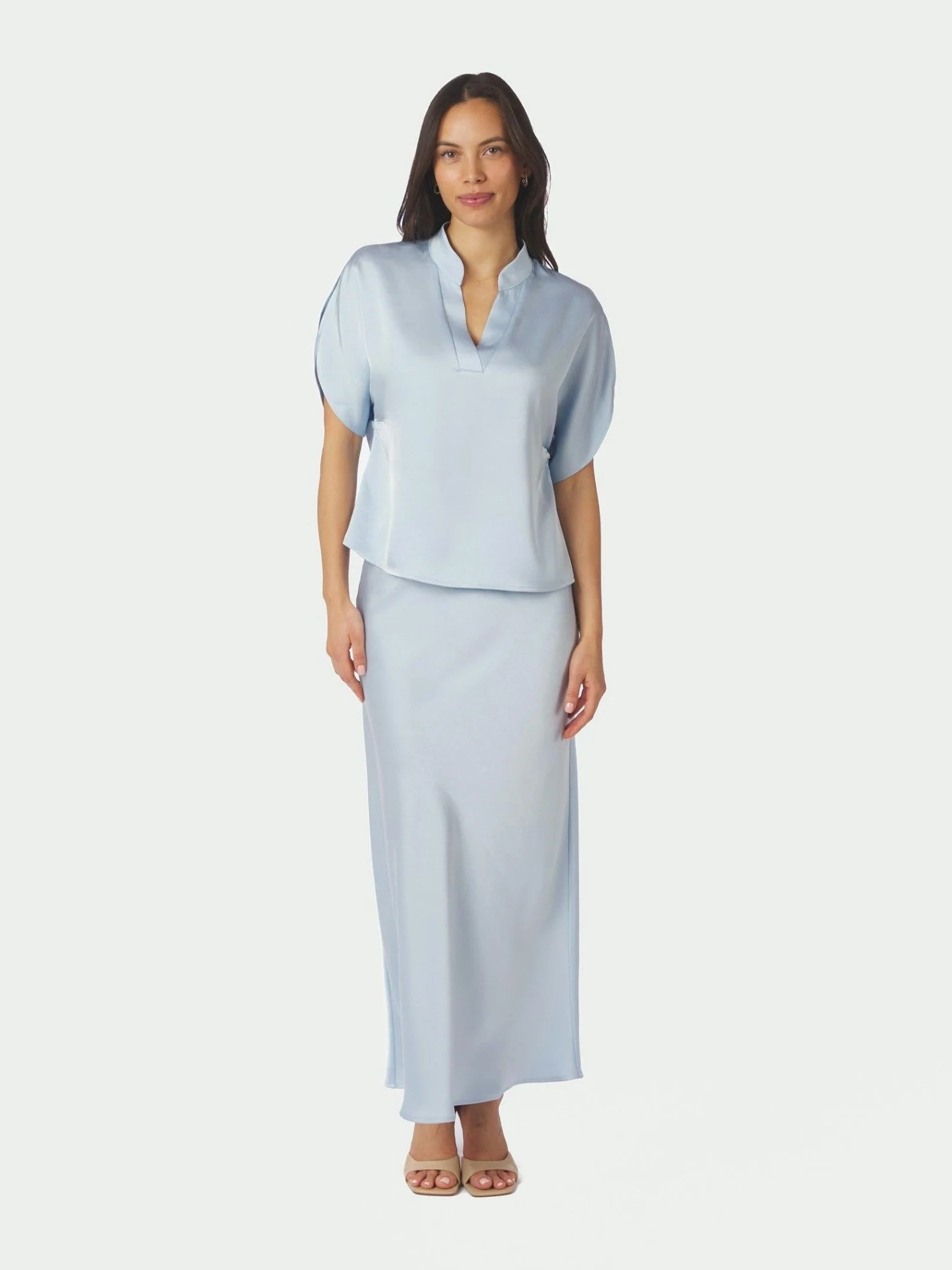 Anelle Heavy Sateen Blouse Light Blue - Image 14