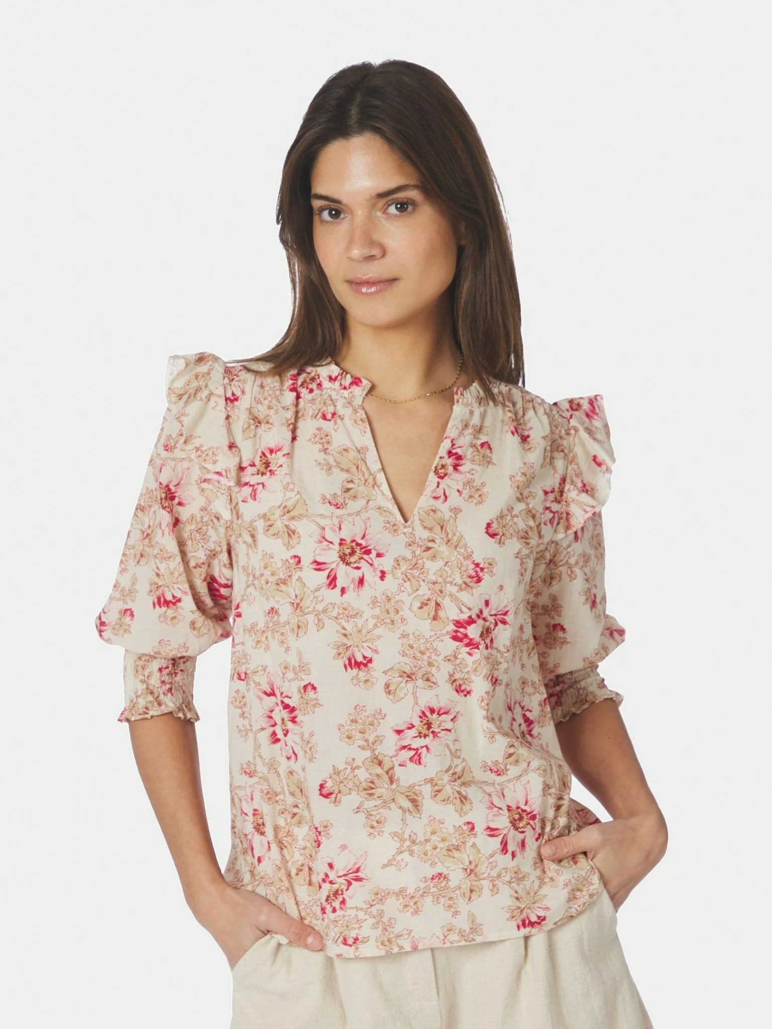 Davina Flower Rose Blouse Rose - Image 7