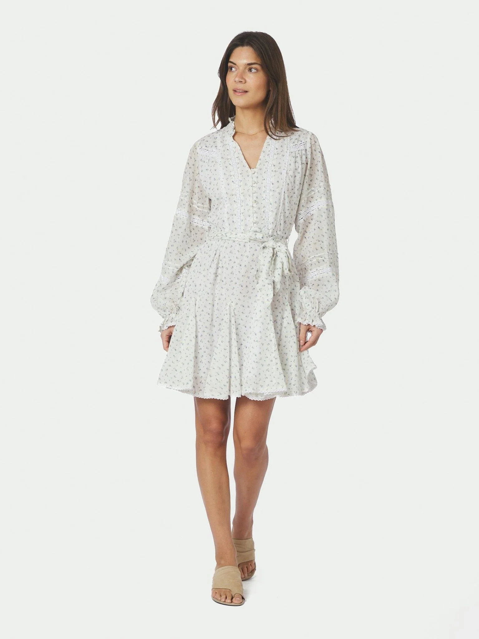 Birgitte Print Flower Dress Off White - Image 9