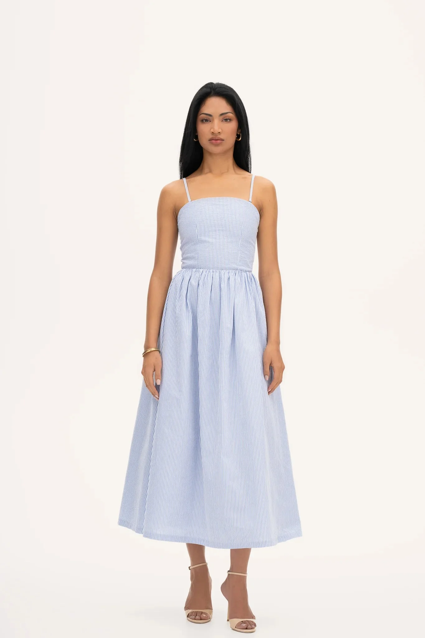 Rose Midi Dress Blue Stripe - Image 3