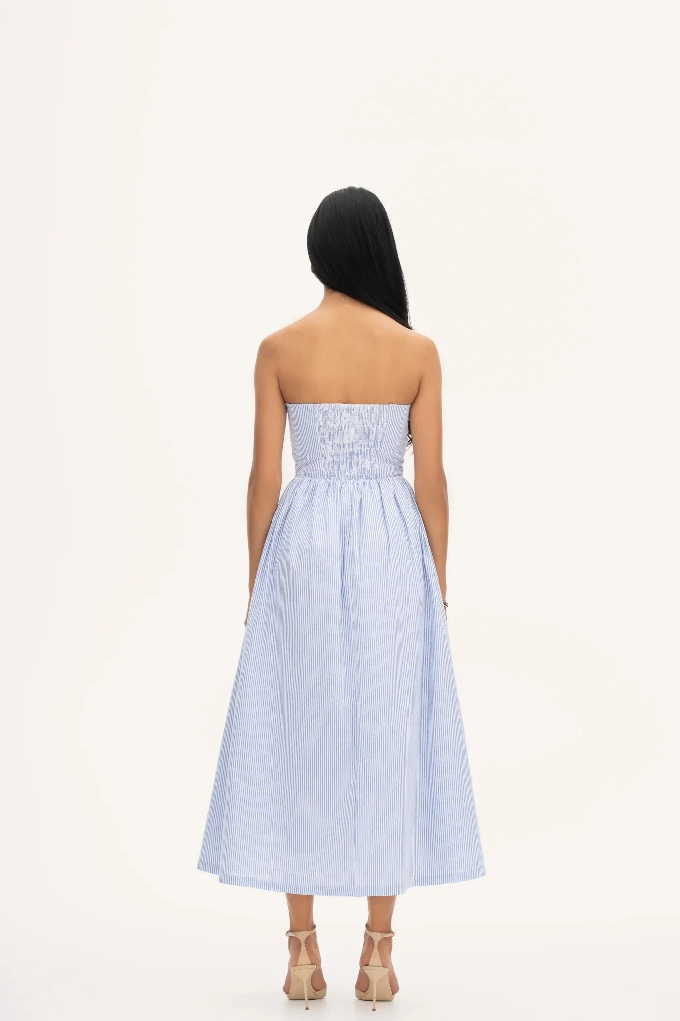 Rose Midi Dress Blue Stripe - Image 5